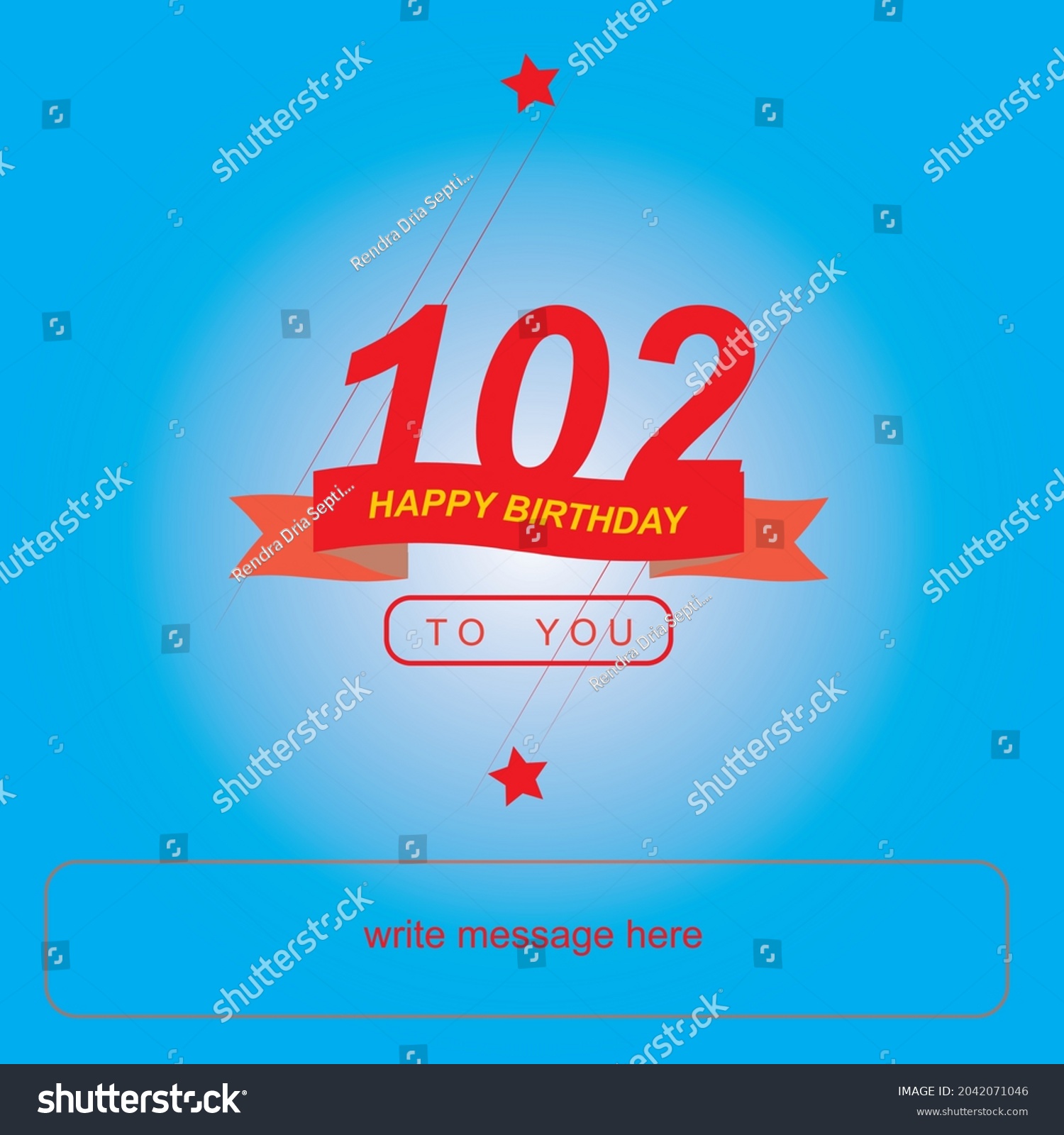SVG of 102 years birthday, happy birthday banner with star shape and red ribbon. very nice vector design svg