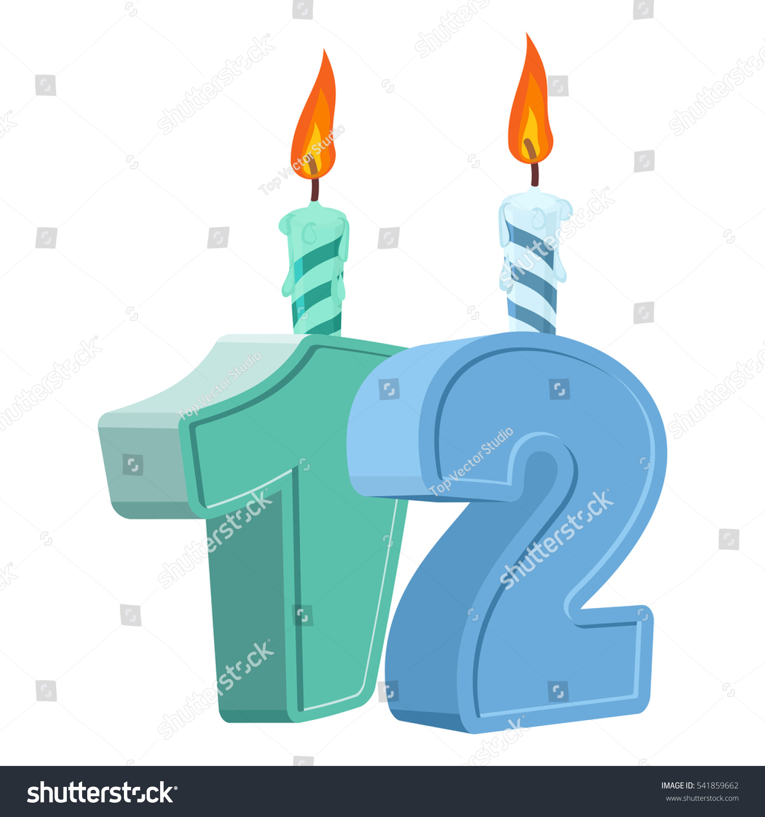 12 Years Birthday Number Festive Candle Stock Vector 541859662 ...