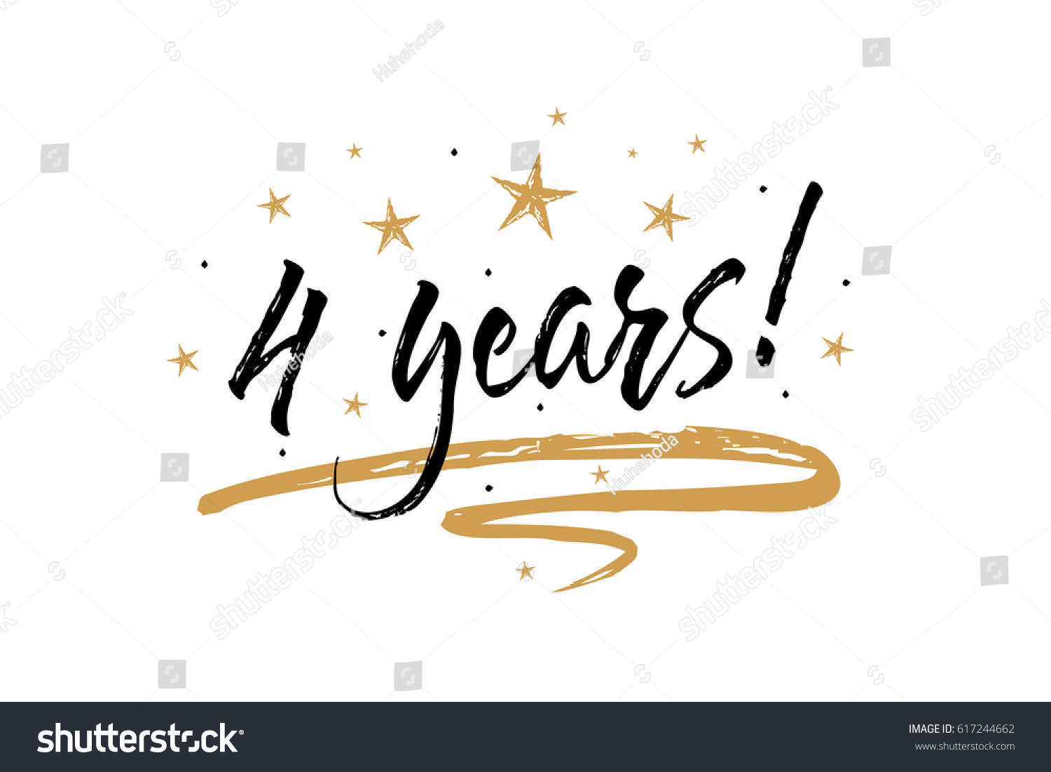 60 852 Celebrating 4 Years Bilder Stockfotos Und Vektorgrafiken   Stock Vector  Years Card Beautiful Banner Greeting Scratched Calligraphy Text Word Gold Stars Hand Drawn 617244662 