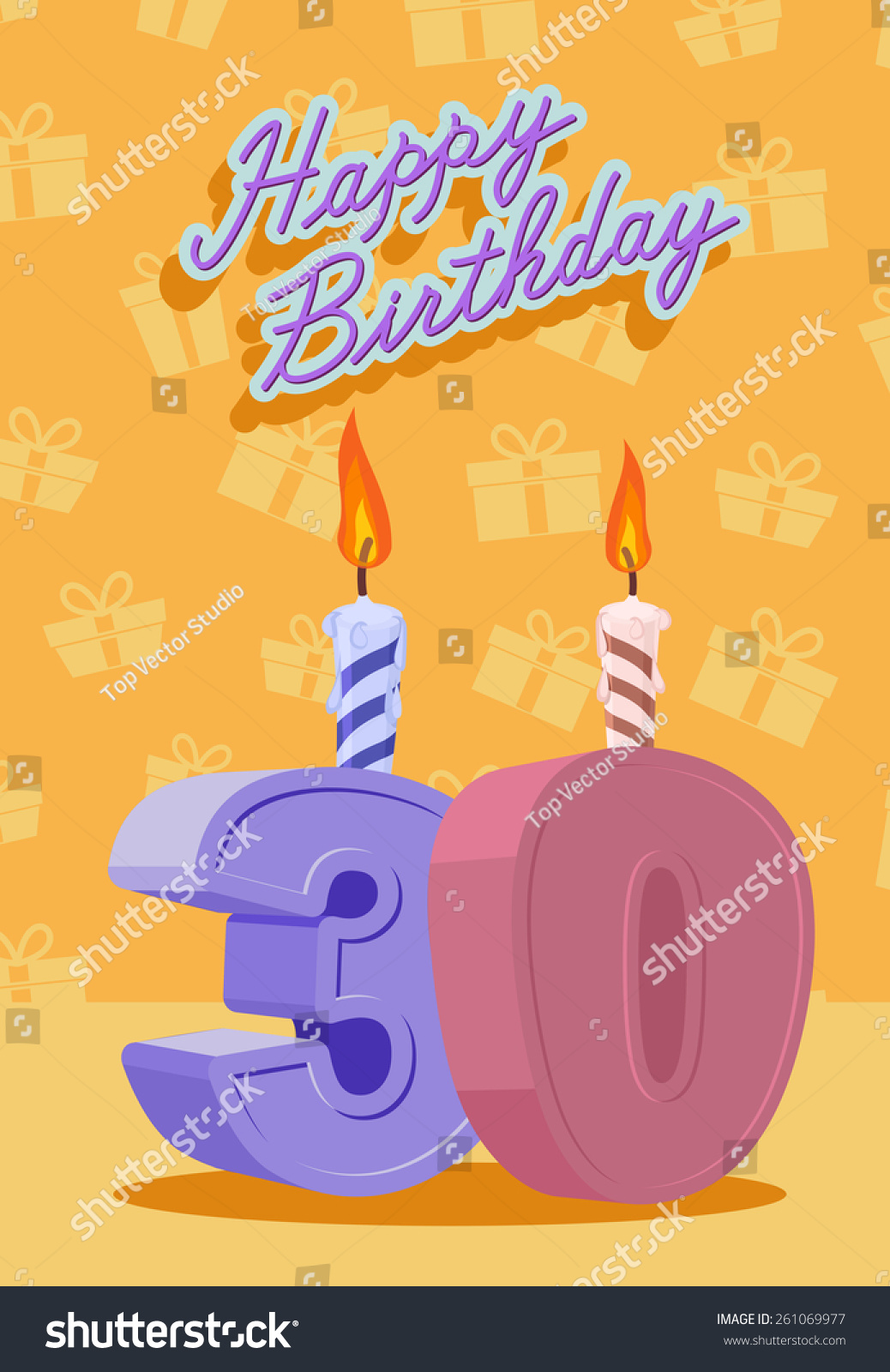 30 Years Celebration, Thirty Nd Happy Birthday. Stock Vector 261069977