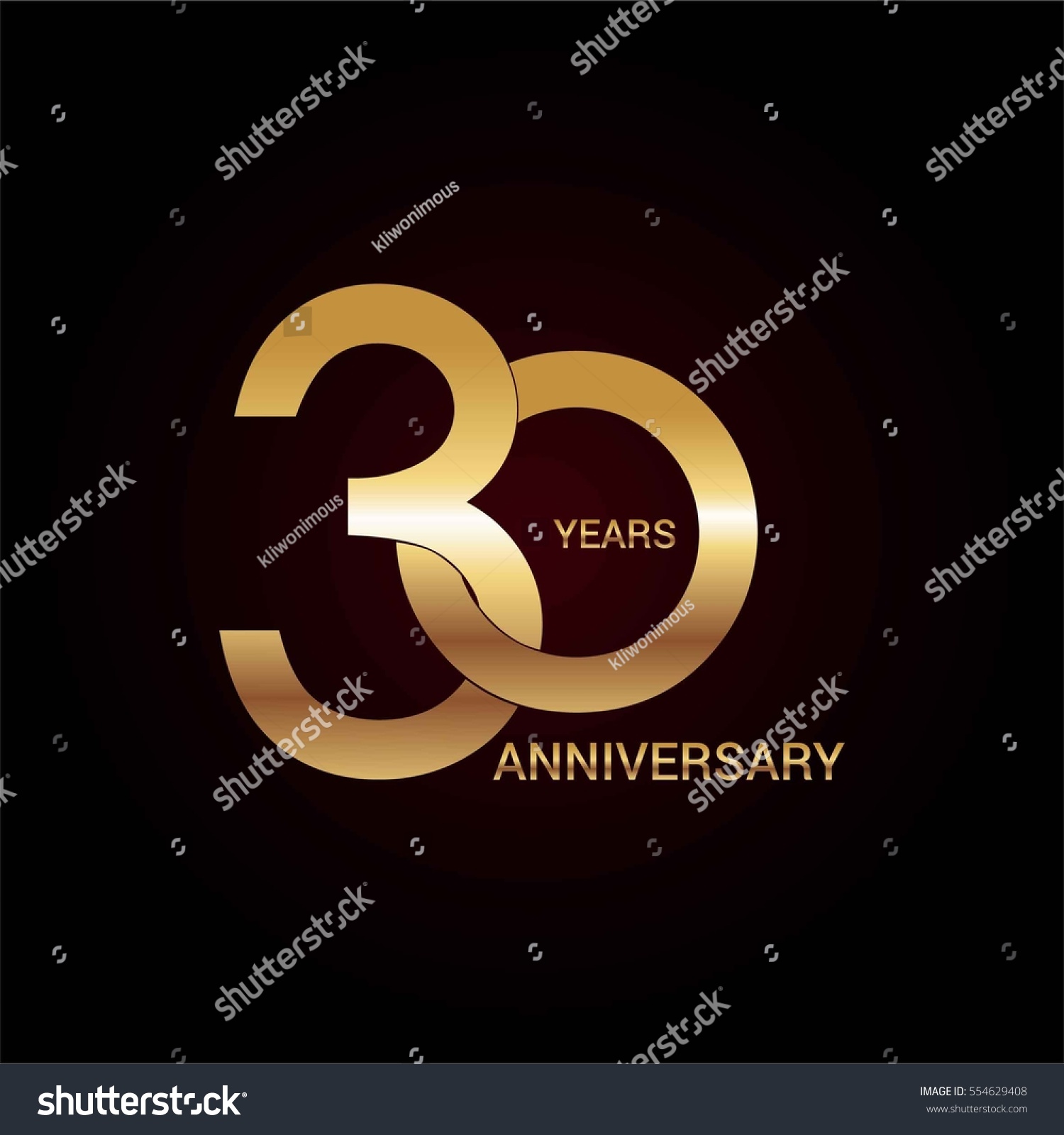 30 Years Gold Anniversary Celebration Simple Stock Vector 554629408 ...