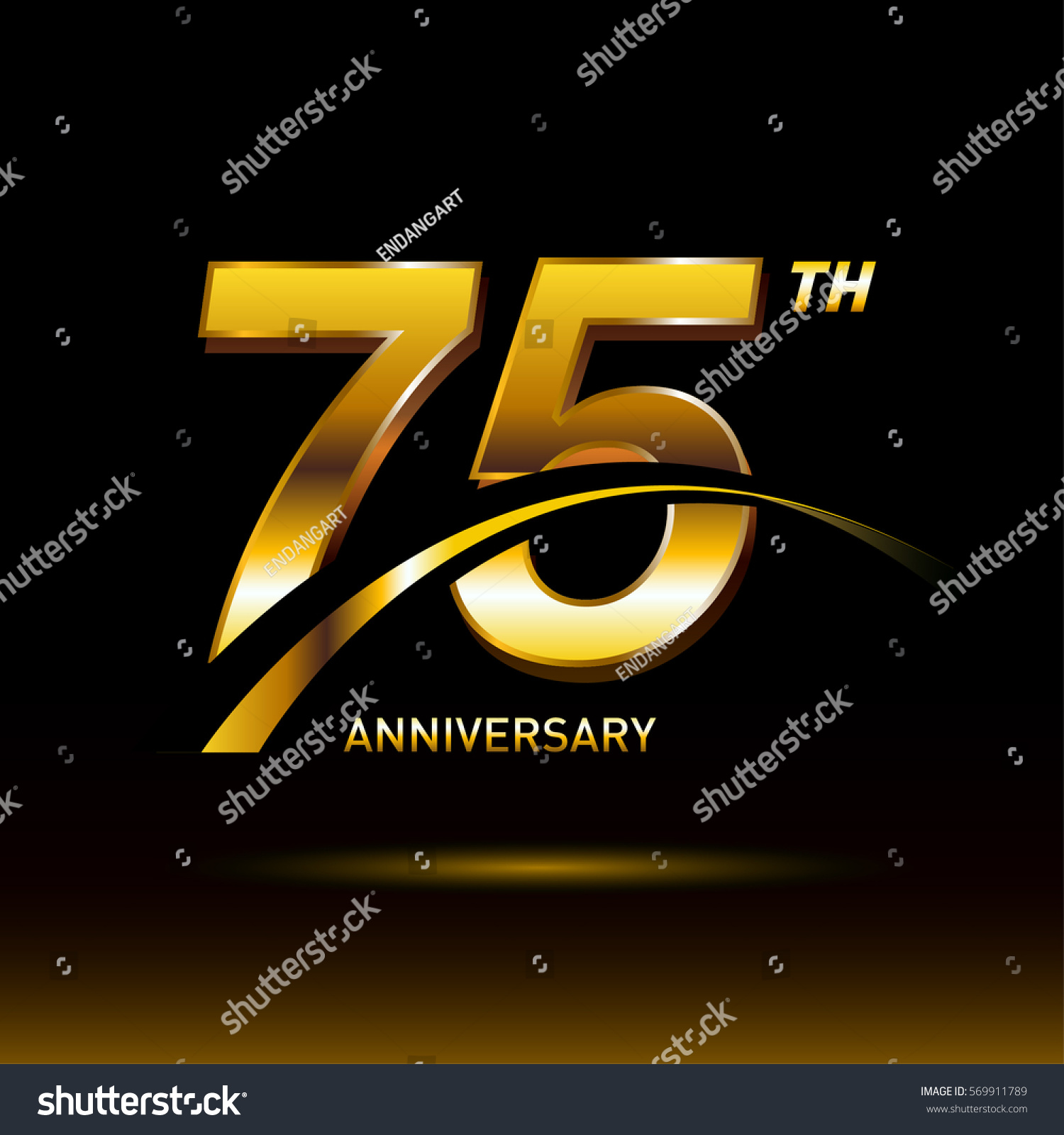 75 Years Golden Anniversary Logo Celebration Stock Vector (Royalty Free ...