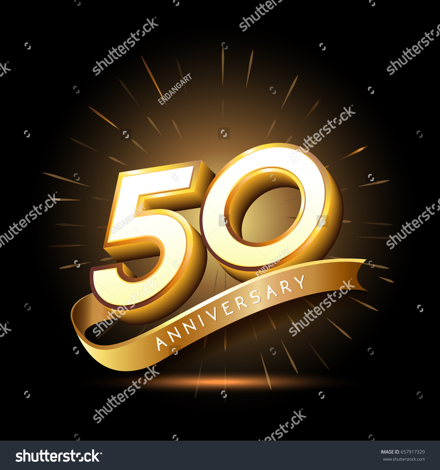 SVG of 50 years golden anniversary logo celebration with firework and ribbon svg
