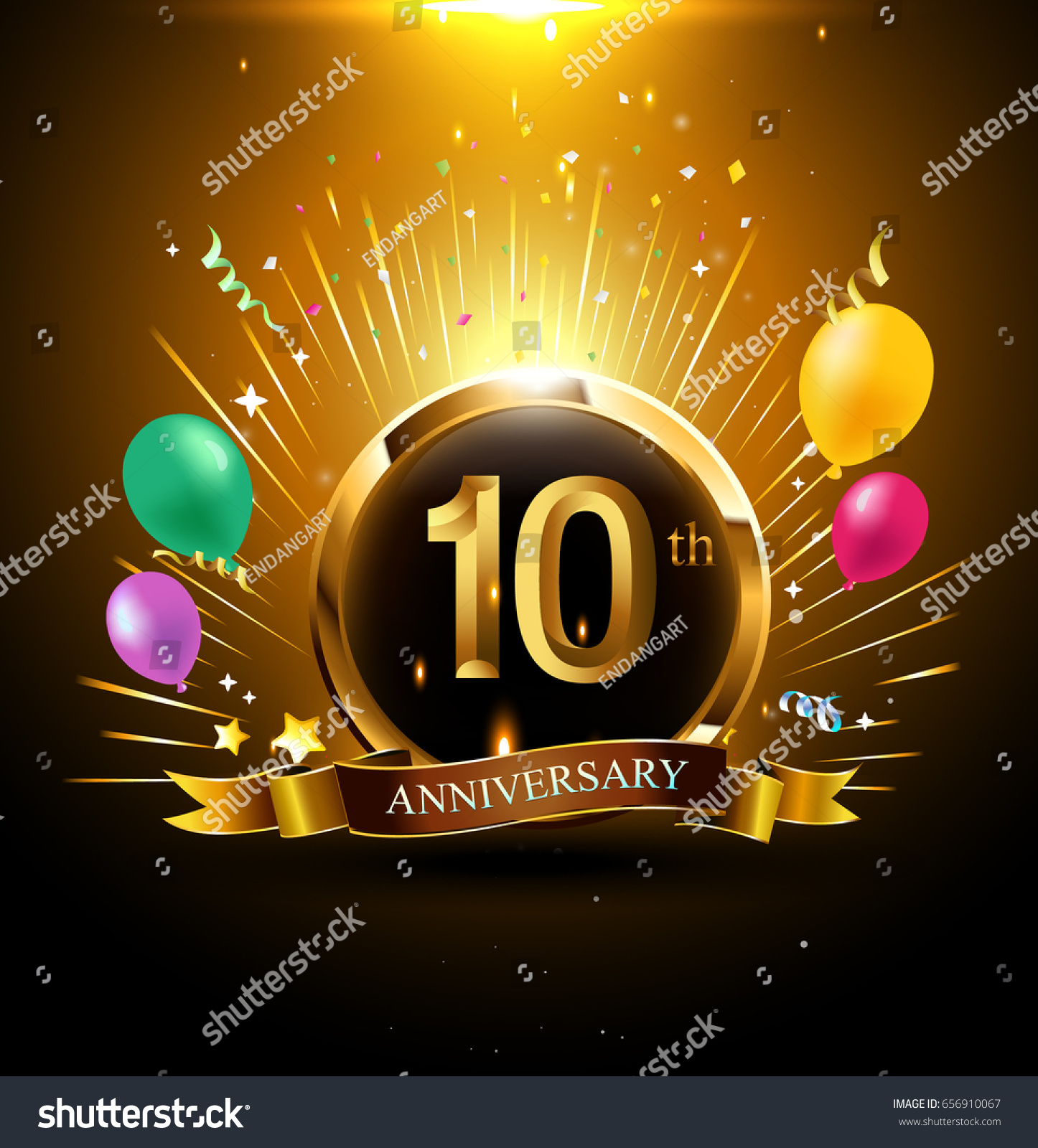 10 Years Golden Anniversary Logo Celebration Stock Vector 656910067 ...