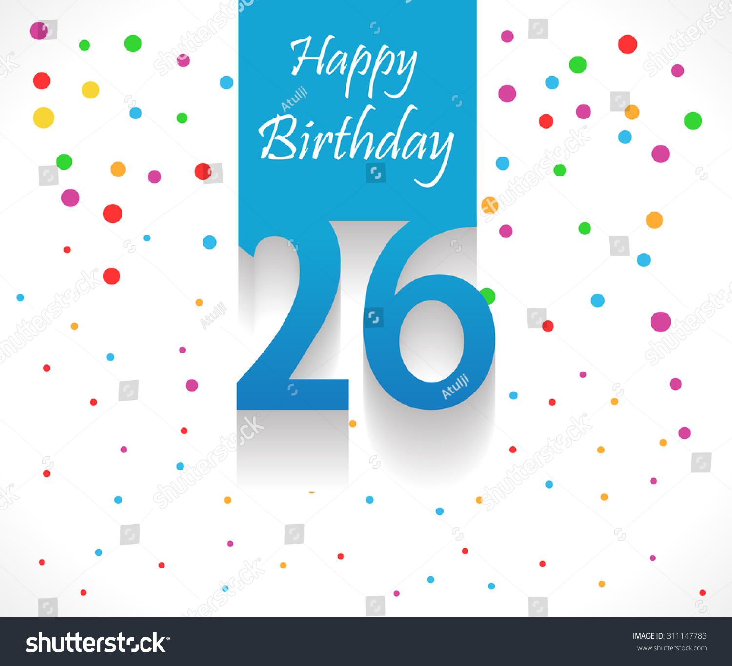 26 Years Happy Birthday Background Card Stock Vector 311147783 ...