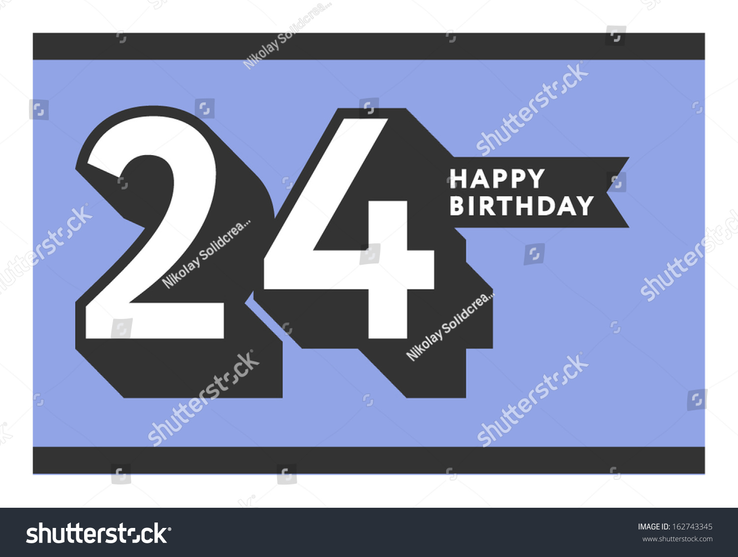 24 Years Happy Birthday Card Stock Vector Illustration 162743345 ...