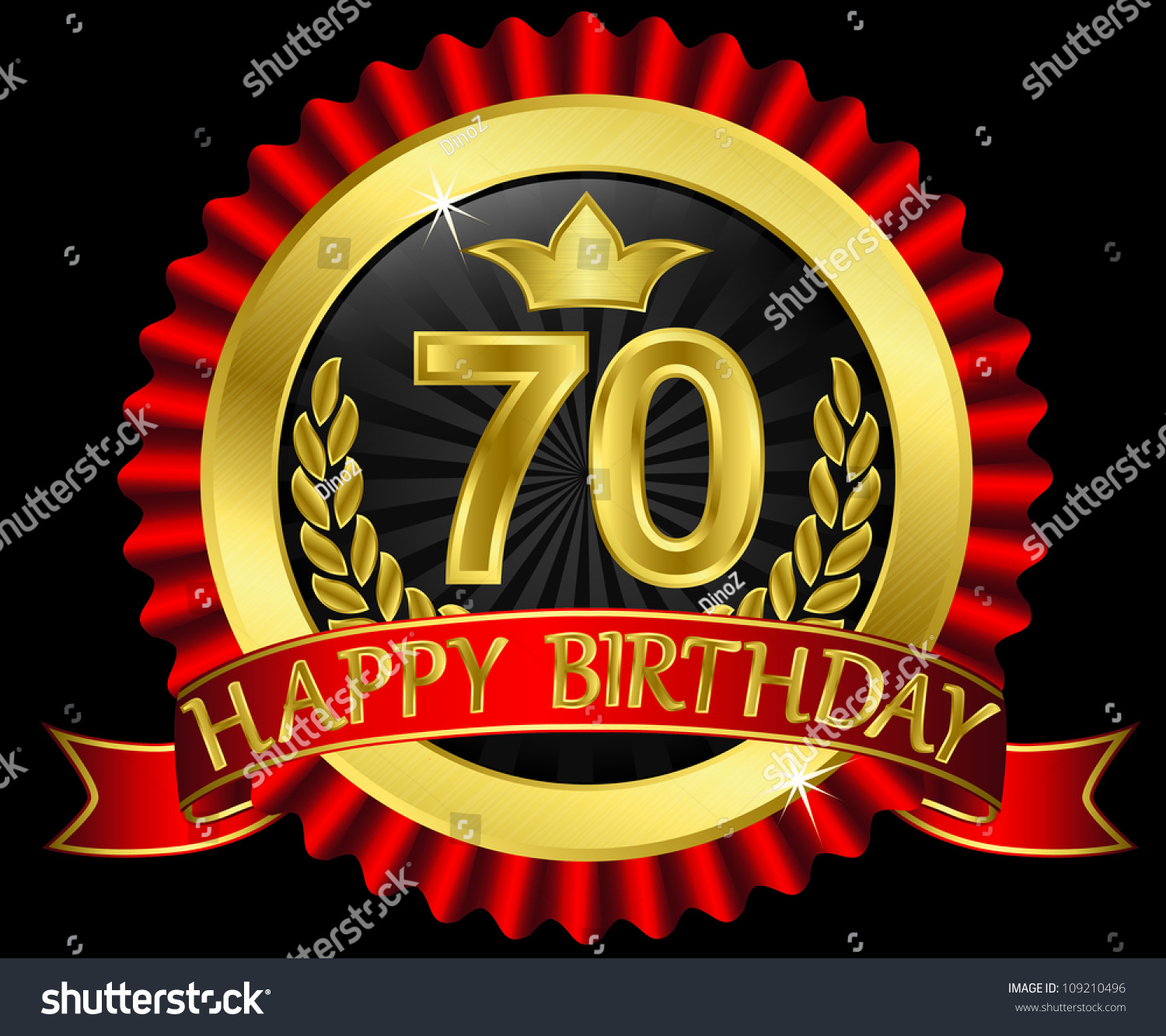 70 Years Happy Birthday Golden Label のベクター画像素材 ロイヤリティフリー