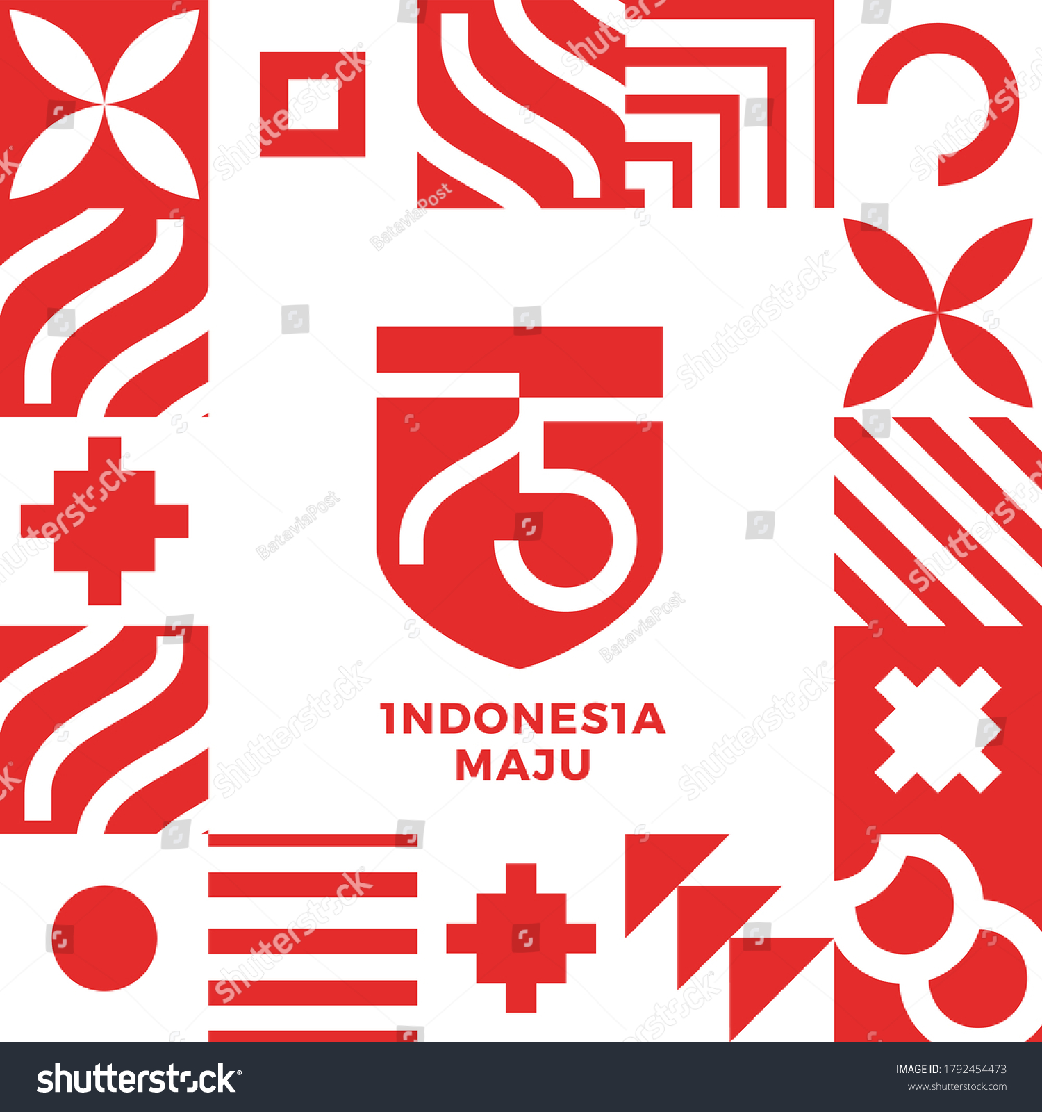 75 Years Independence Day Indonesia Indonesian เวกเตอร์สต็อก ปลอดค่าลิขสิทธิ์ 1792454473 1755