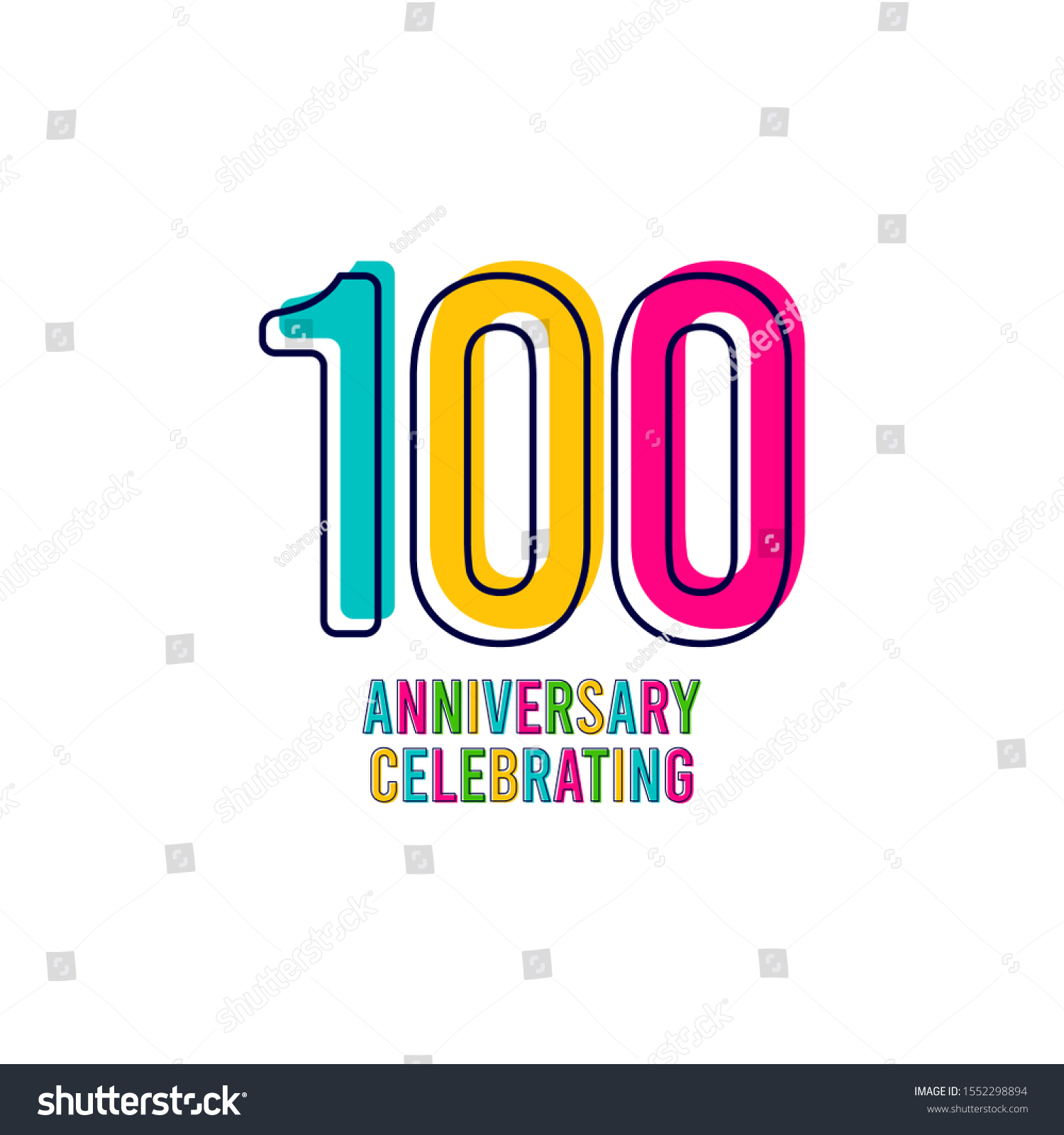 100 Years Kids Anniversary Celebrating Vector Stock Vector (Royalty ...