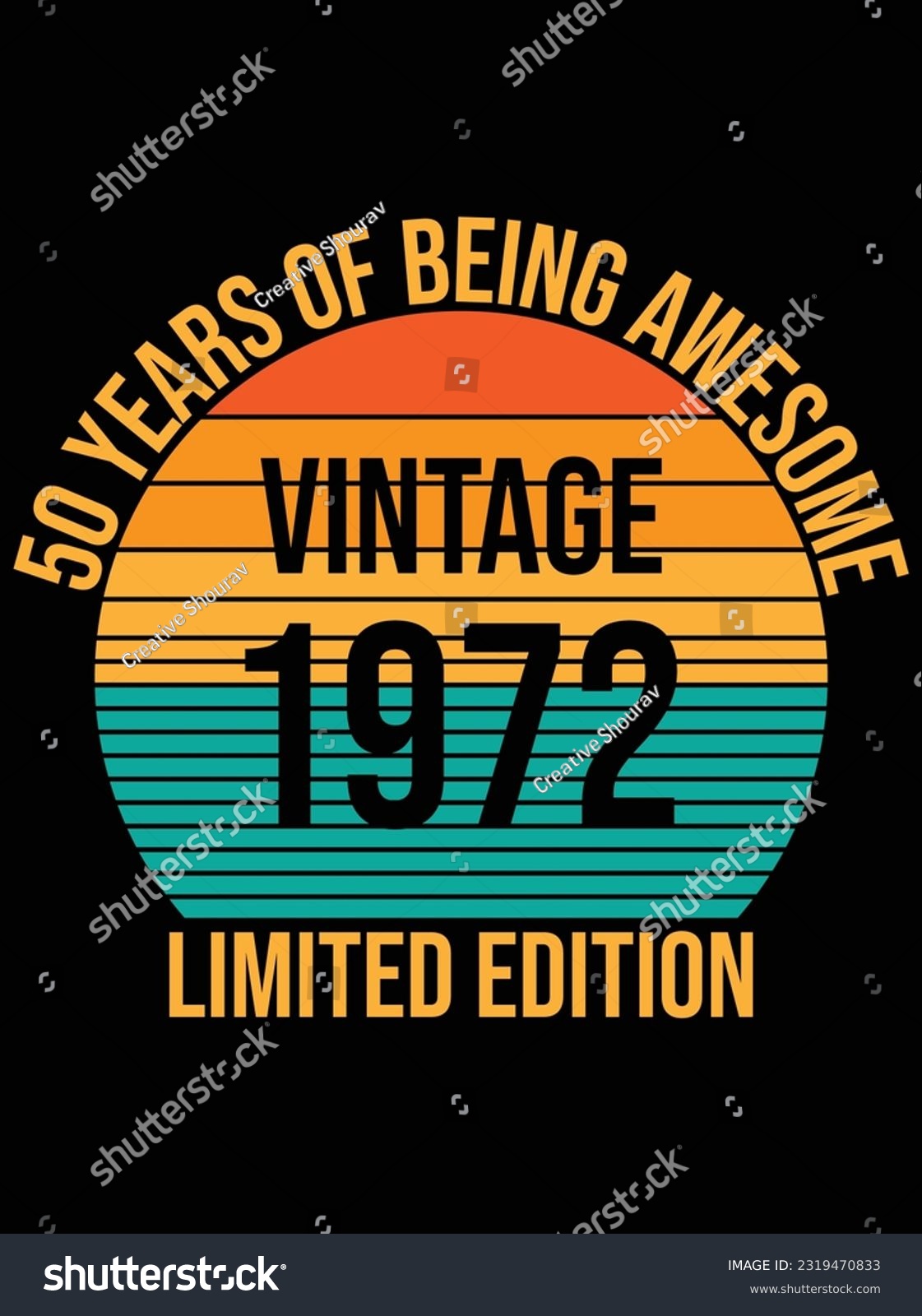 SVG of 50 years of being awesome vintage 1972 vector art design, eps file. design file for t-shirt. SVG, EPS cuttable design file svg