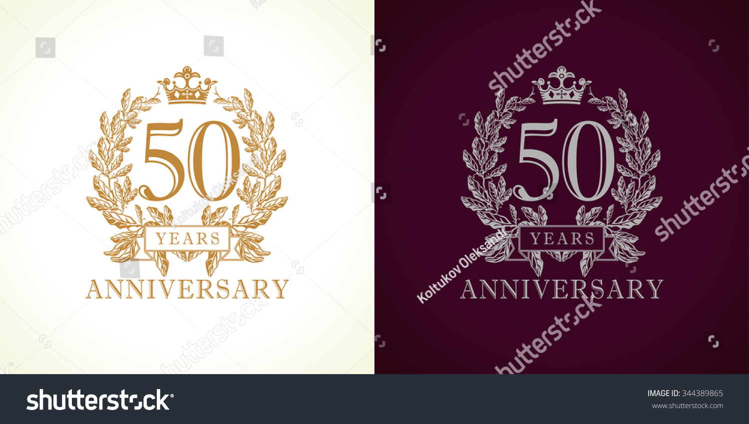 SVG of 50 years old luxury logotype. Congratulating 50th numbers gold color framed in palms. Heraldic congrats concept. Celebrating tradition five and zero digits. Abstract isolated graphic design template. svg