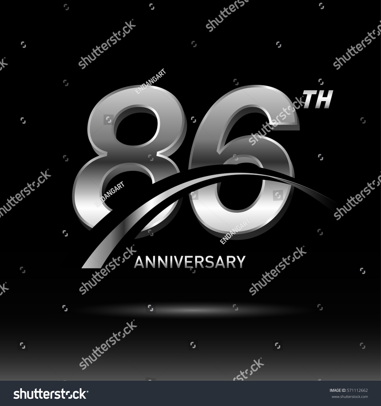 86 Years Silver Anniversary Logo Celebration Stock Vector Royalty