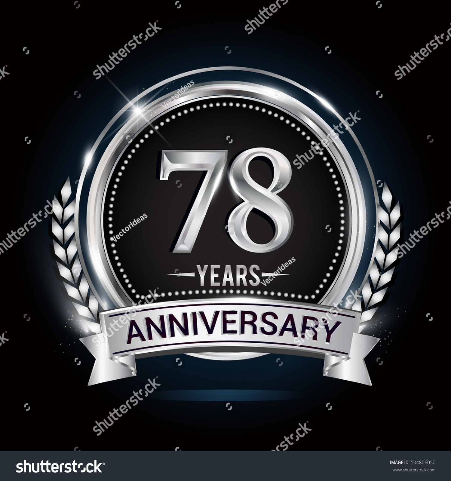 78 Years Silver Anniversary Logo Laurel Stock Vector (Royalty Free ...