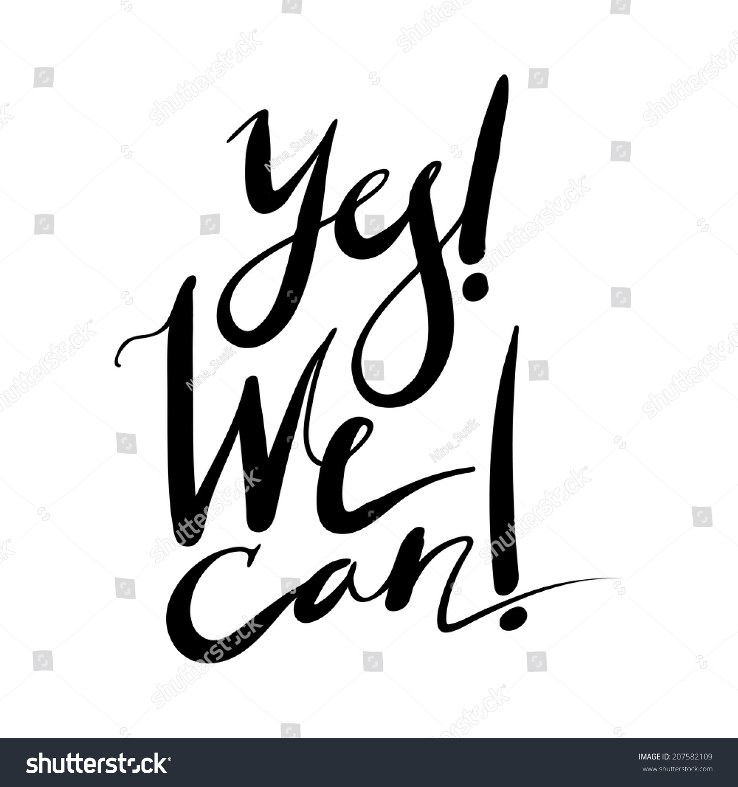 Yes We Can Expression Hand Lettering Stock Vector 207582109 - Shutterstock