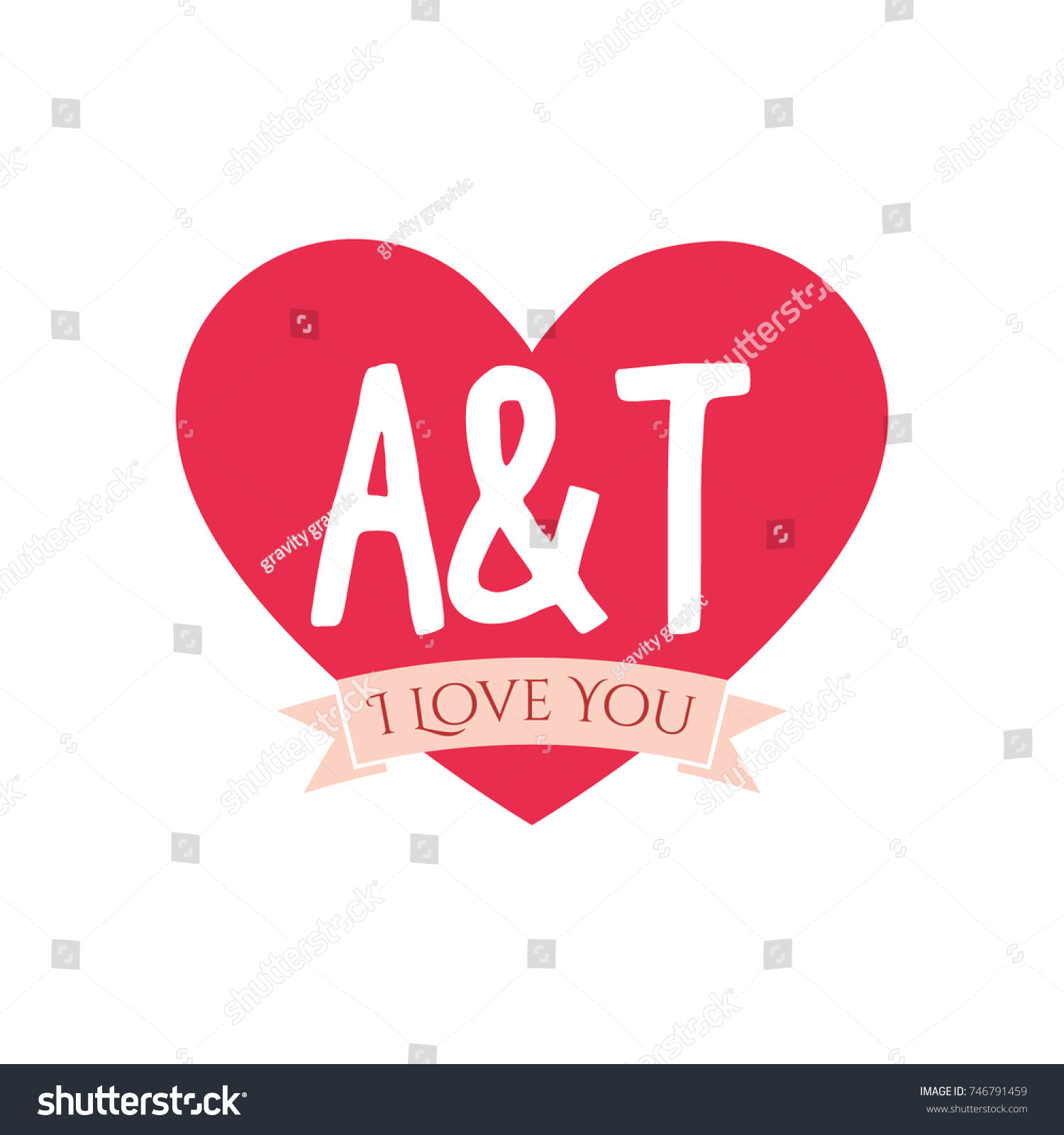 T Letter Inside Heart St Valentines Stock Vector Royalty Free