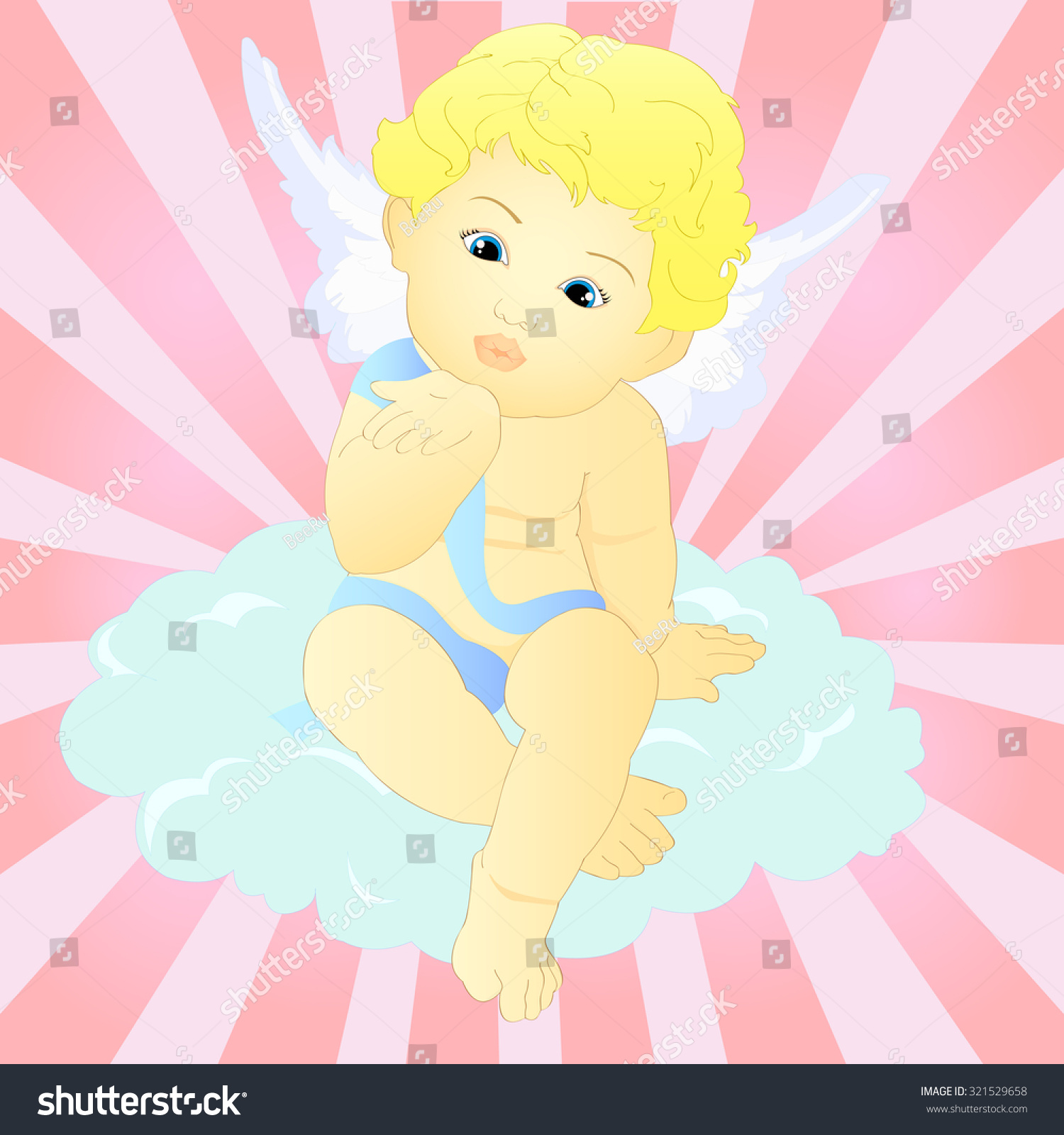 キスをする赤ちゃんの天使 のベクター画像素材 ロイヤリティフリー