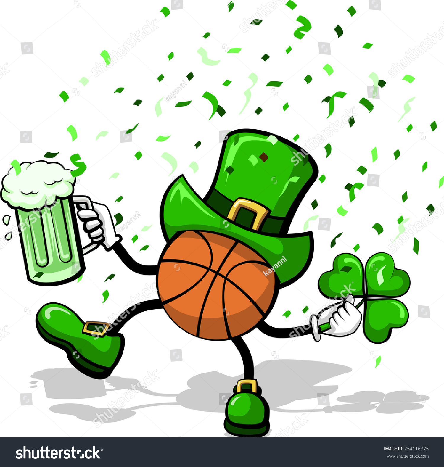 Basketball Leprechaun Celebrating St Patricks Day Stock Vector ...