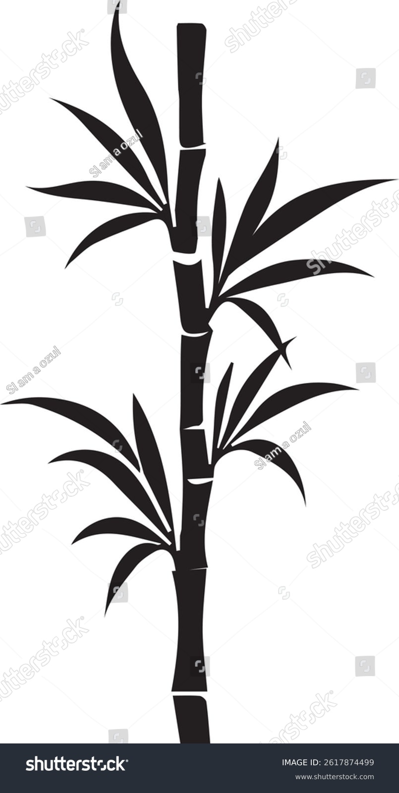 black bamboo plant silhouette on white background clip art preview