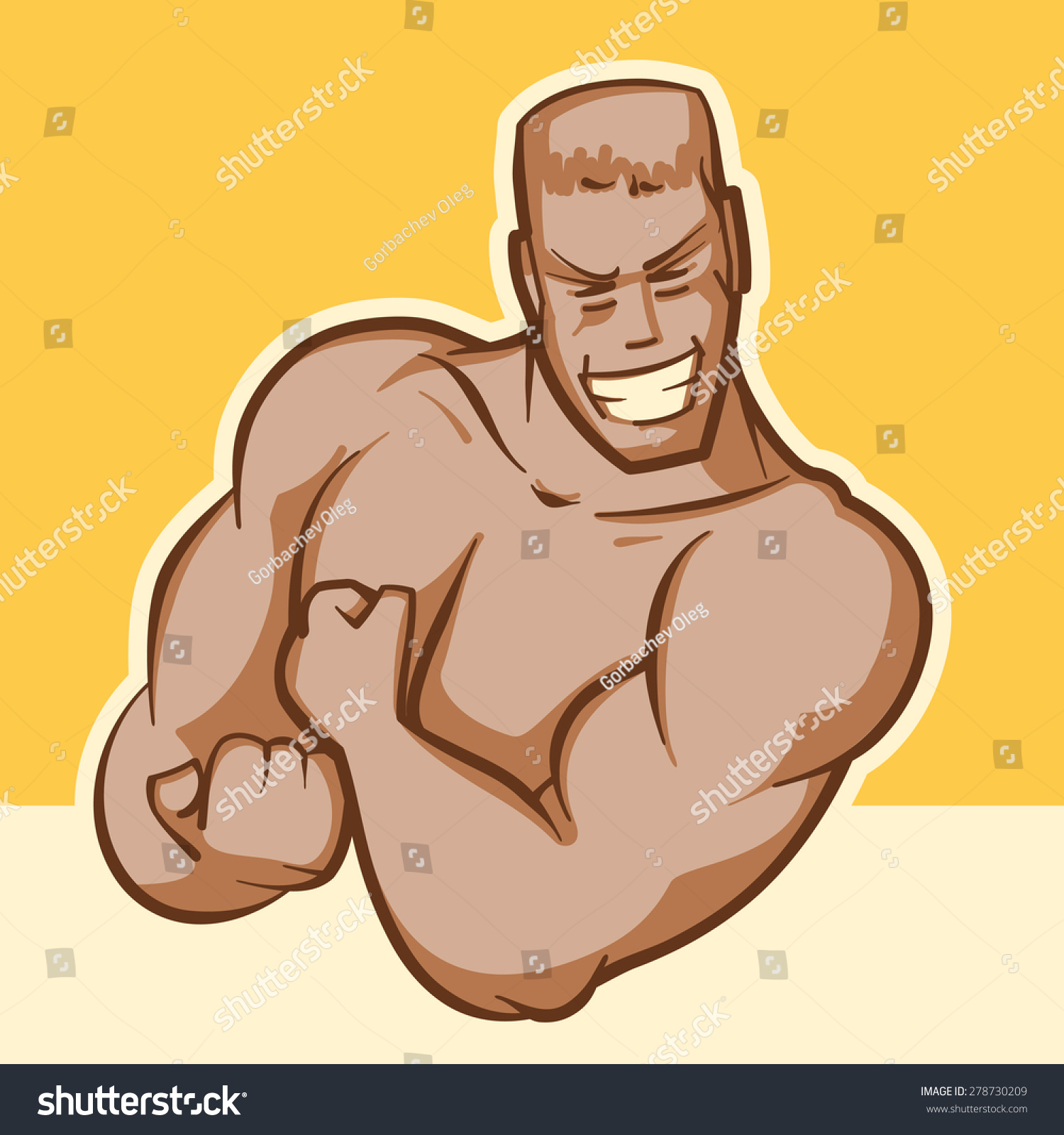 Beefy Guy Charming Smile Shows Biceps Stock Vector (Royalty Free ...