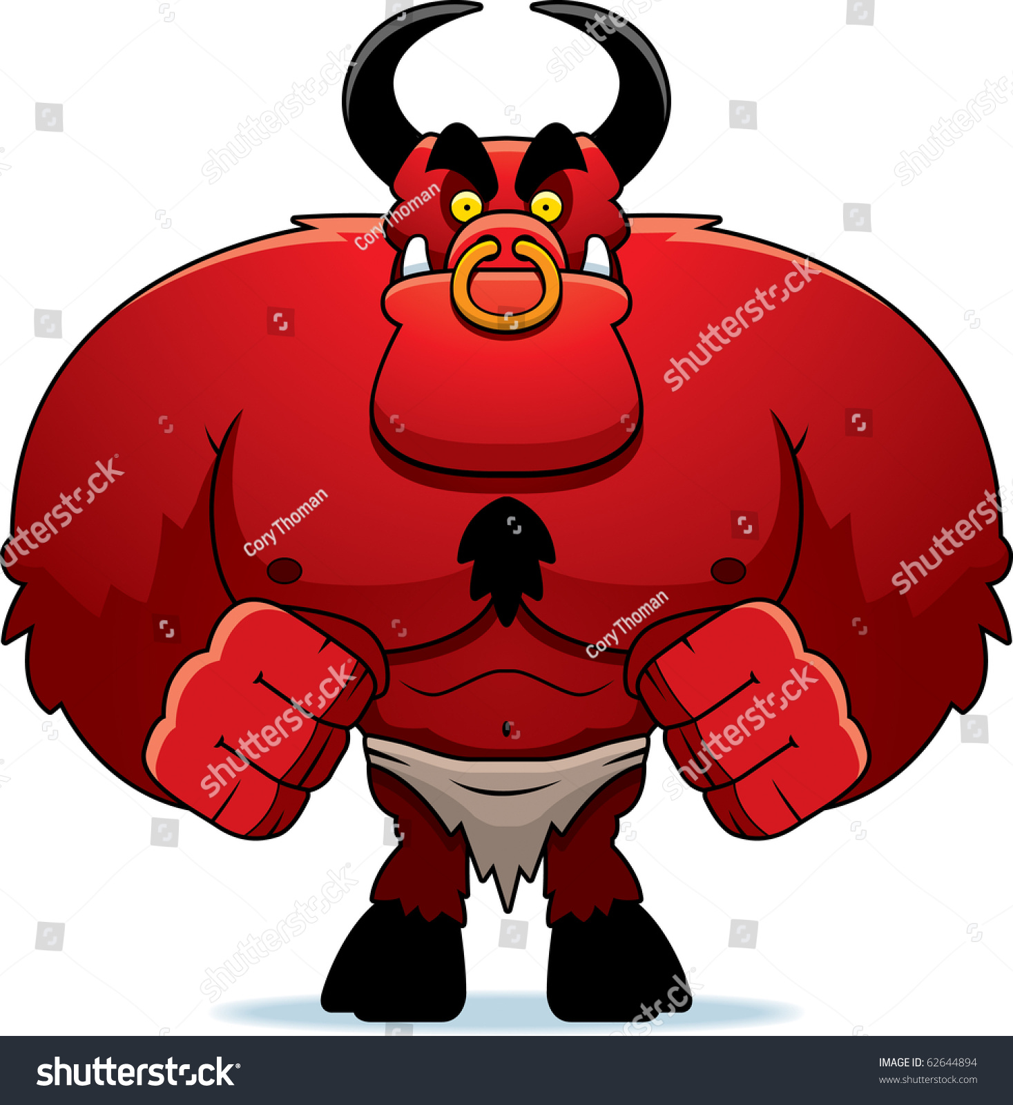 Big Cartoon Red Devil Horns Standing Stock Vector 62644894 - Shutterstock