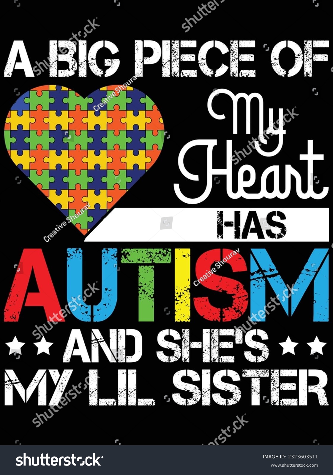 SVG of A big piece of my heart has autism vector art design, eps file. design file for t-shirt. SVG, EPS cuttable design file svg