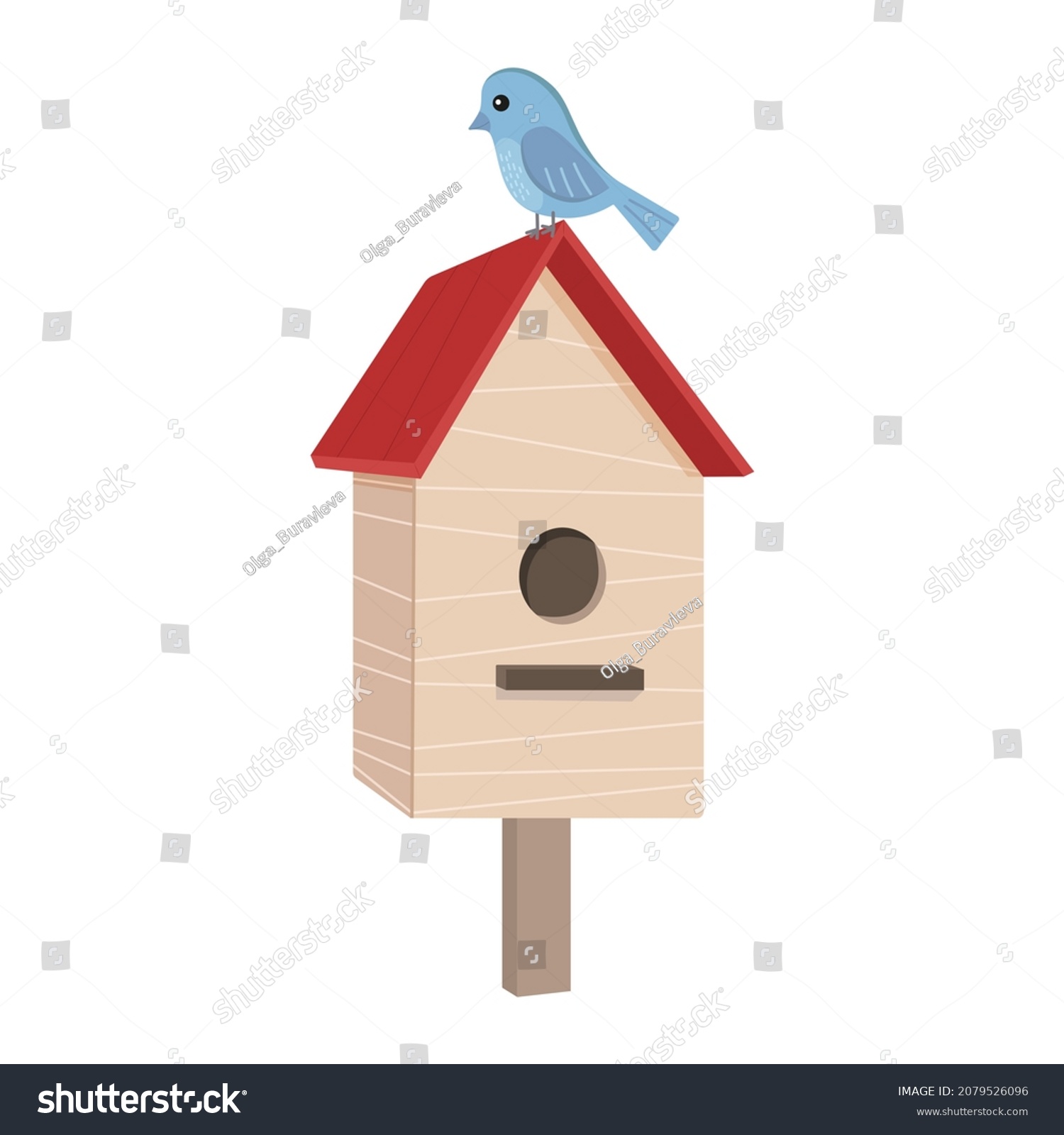 72 926 Birdhouse Images Stock Photos Vectors Shutterstock   Stock Vector A Birdhouse With A Bird On The Roof Cartoon Vector Illustration 2079526096 