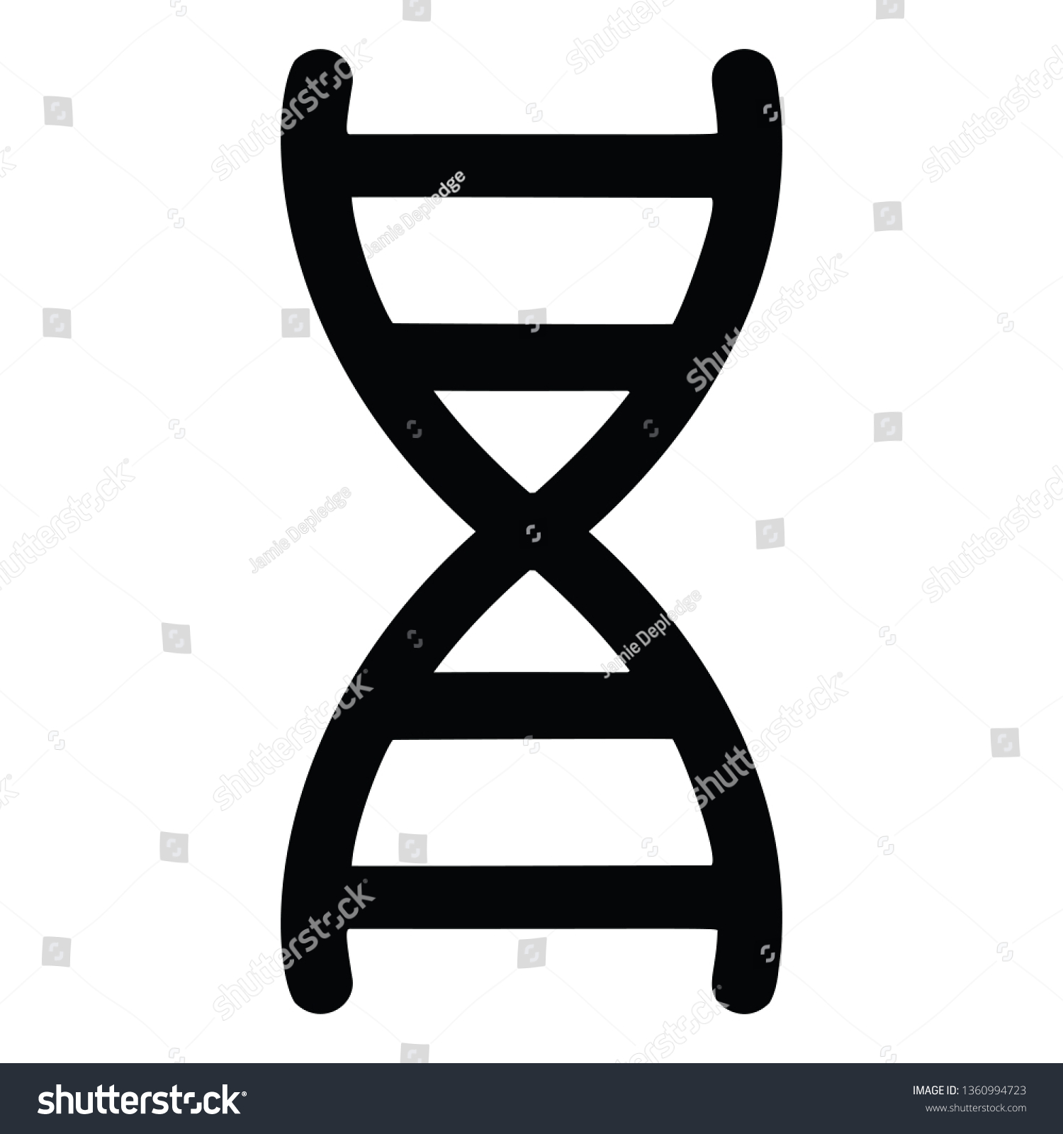 Black White Vector Silhouette Strand Dna Stock Vector Royalty Free