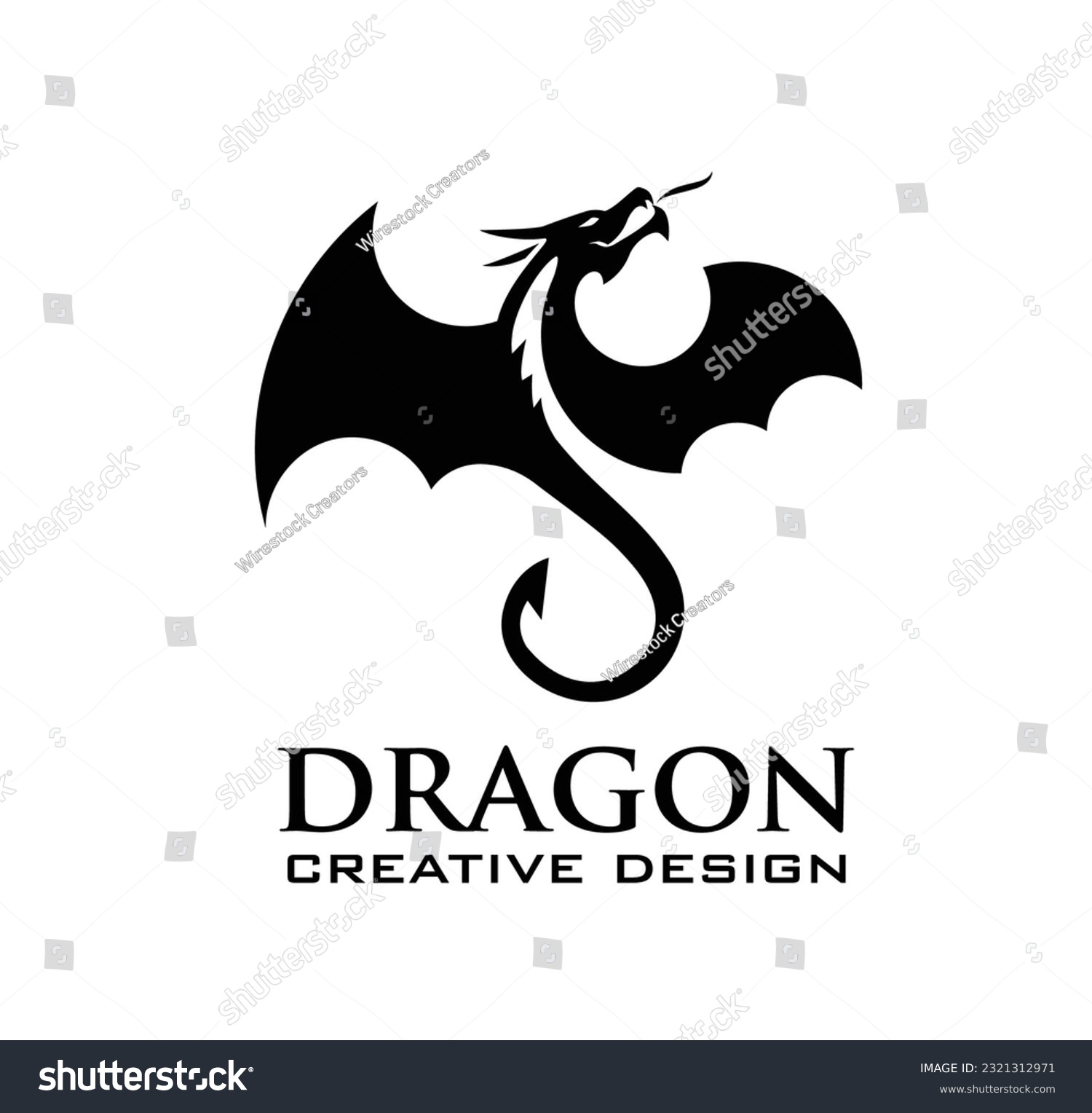 SVG of A black dragon emblem isolated on a white background. svg