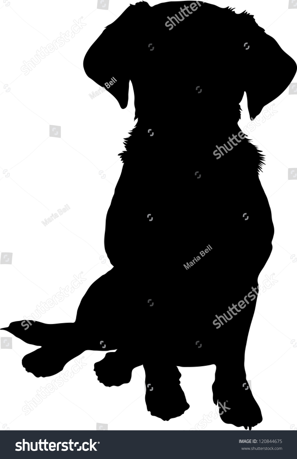 Download Black Silhouette Image Puppy Sitting Facing Stock Vector ...