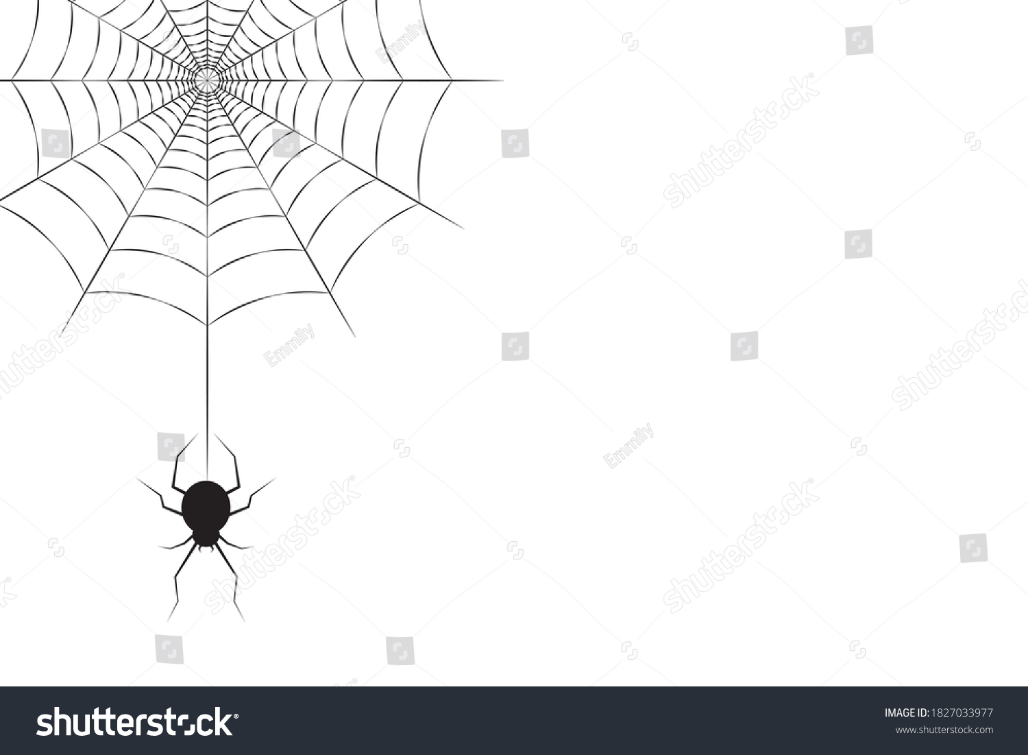 Black Spider Hanging On Web Corner Stock Vector (Royalty Free ...