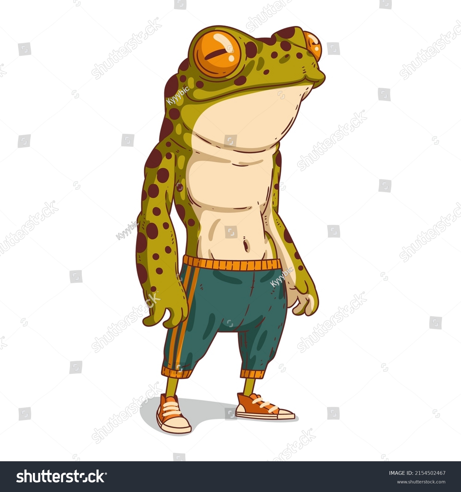 Bodybuilder Frog Isolated Vector Illustration Anthropomorphic Stock ...
