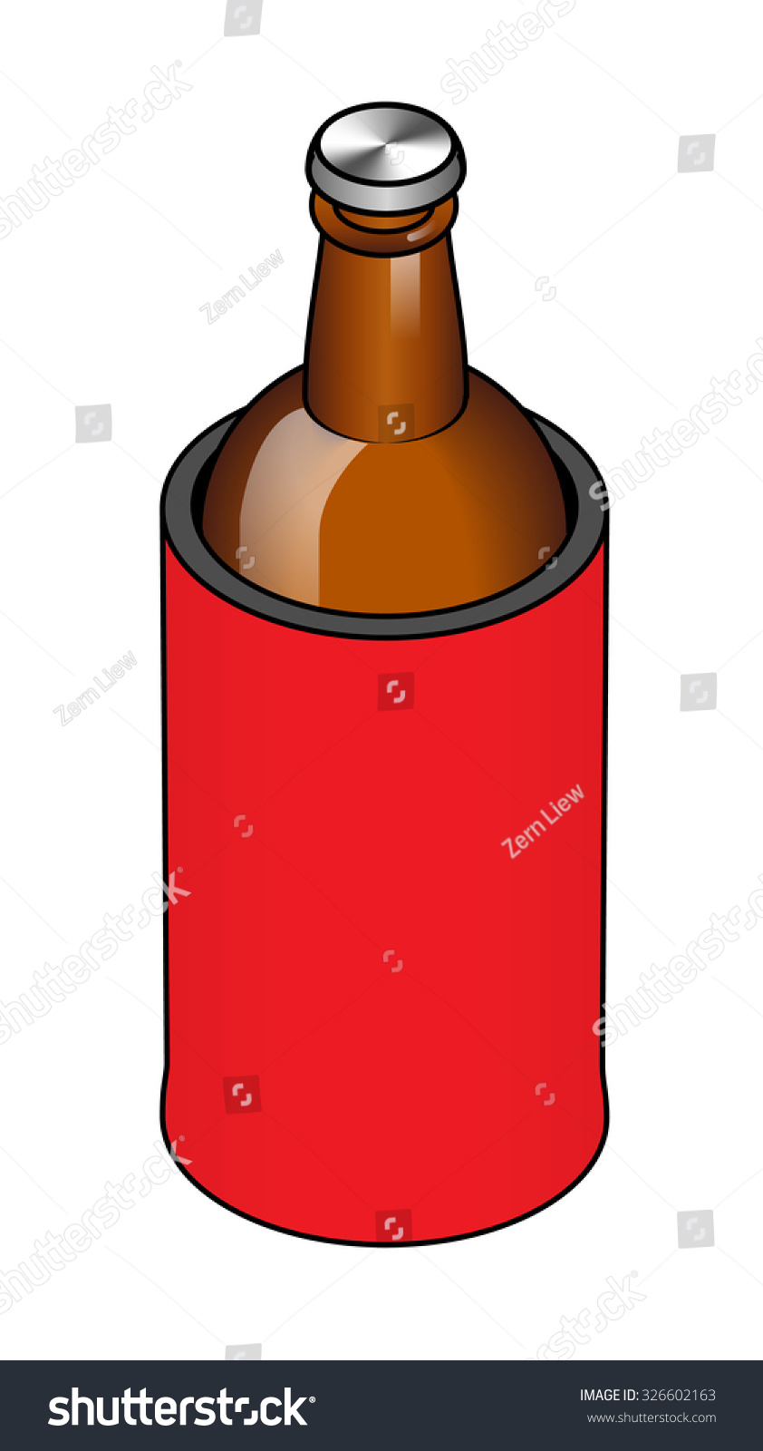 SVG of A bottle of beer in an insulated stubbie holder.  svg