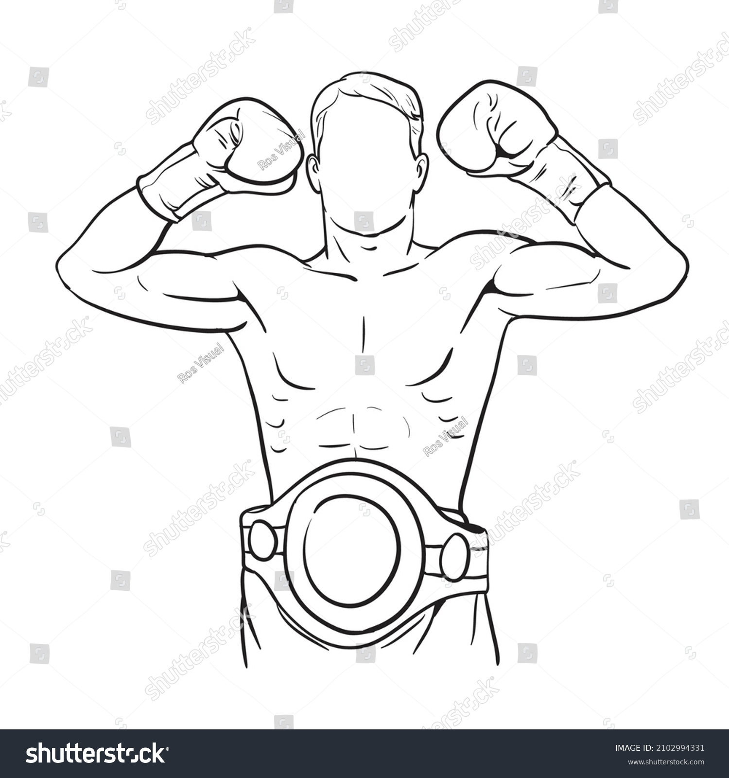 boxer flexing muscles black and white clip art preview