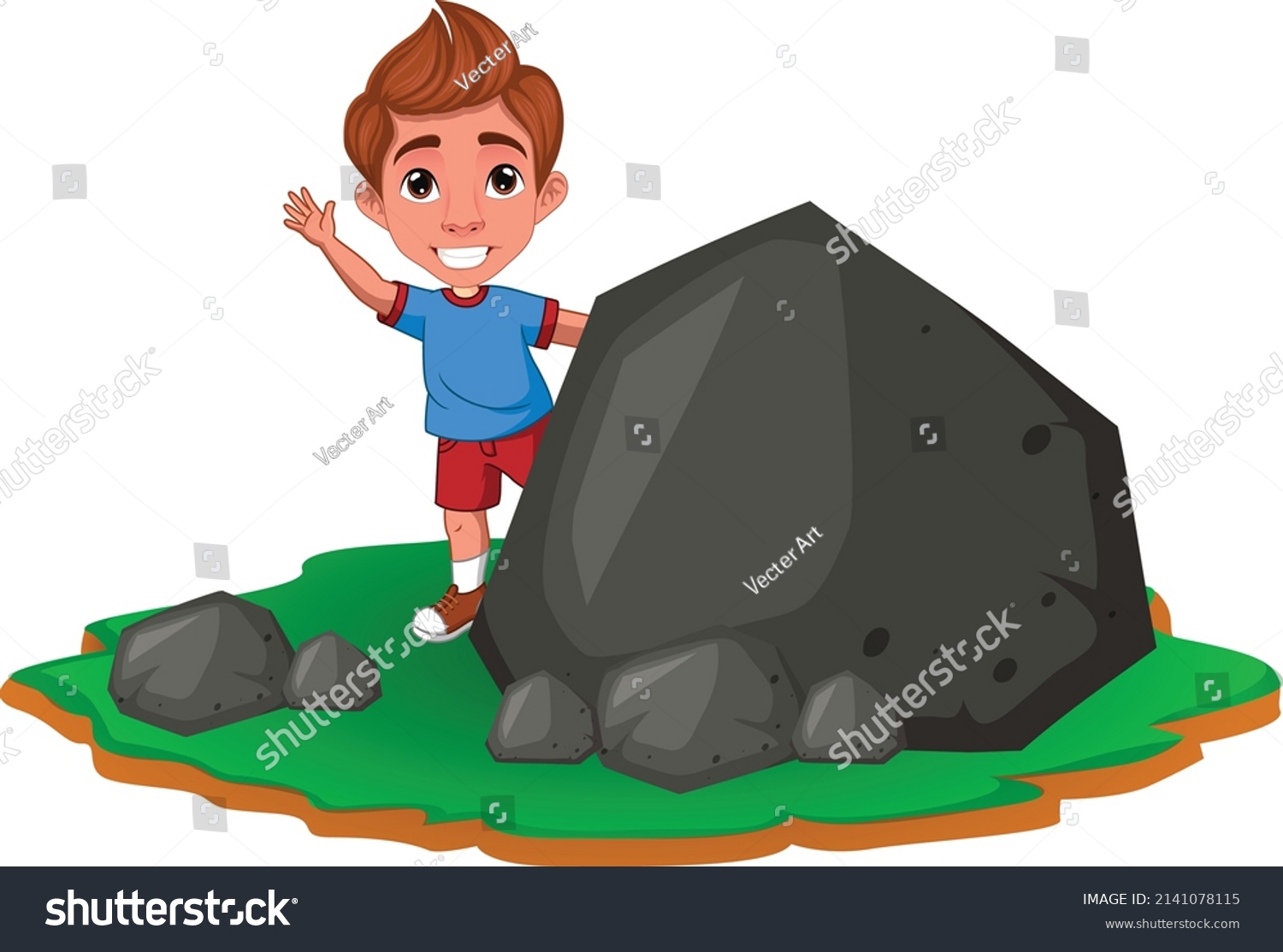 Boy Hiding Behind Stone Cartoon Vector Stock Vector (Royalty Free ...