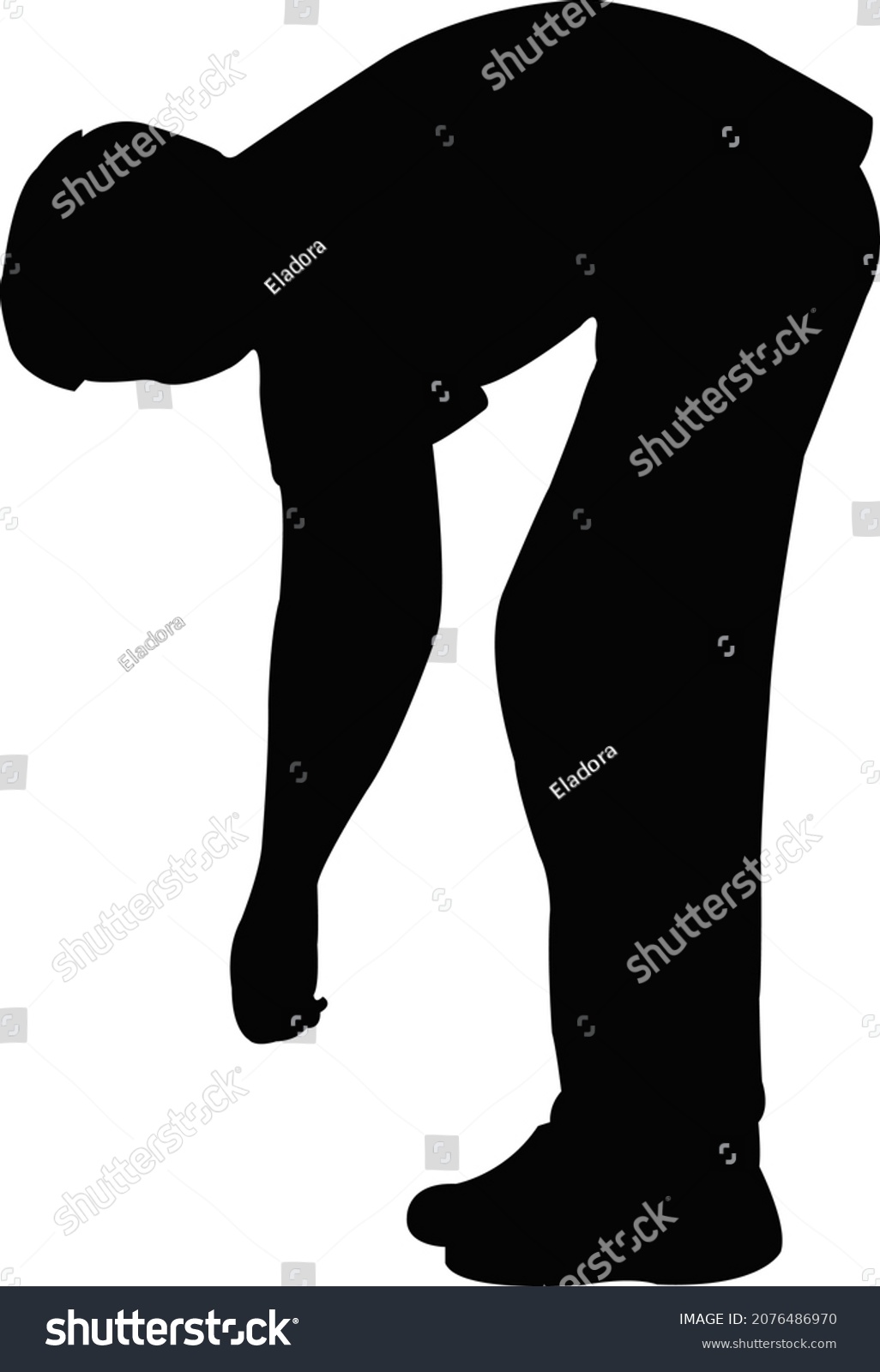 Boy Leaning Body Silhouette Vector Stock Vector (Royalty Free) 2076486970