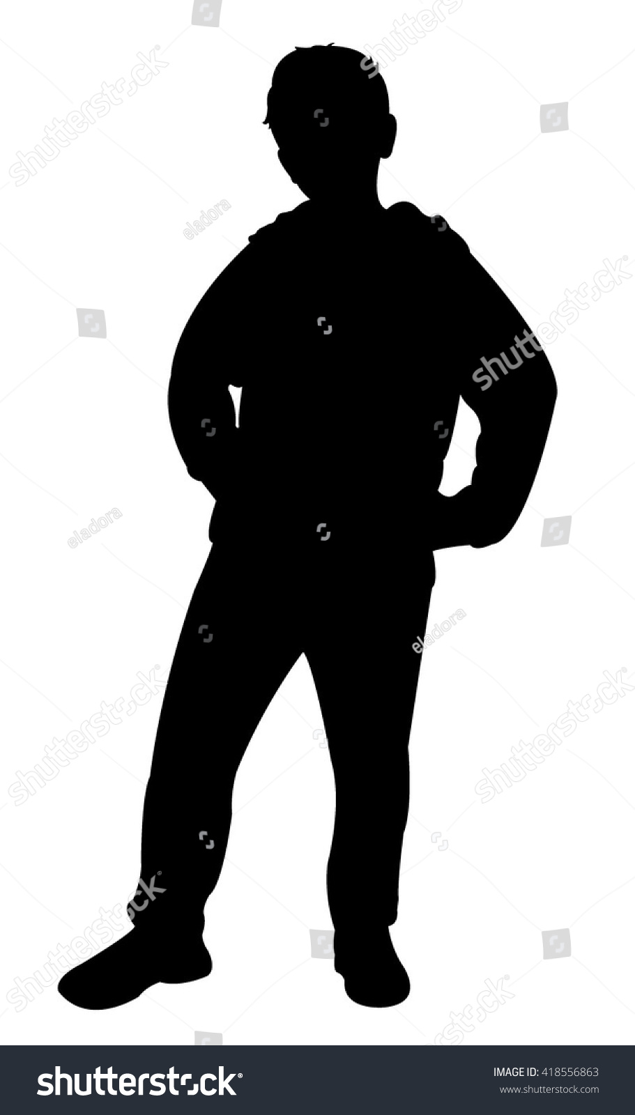 Boy Portrait Silhouette Vector Stock Vector (Royalty Free) 418556863 ...