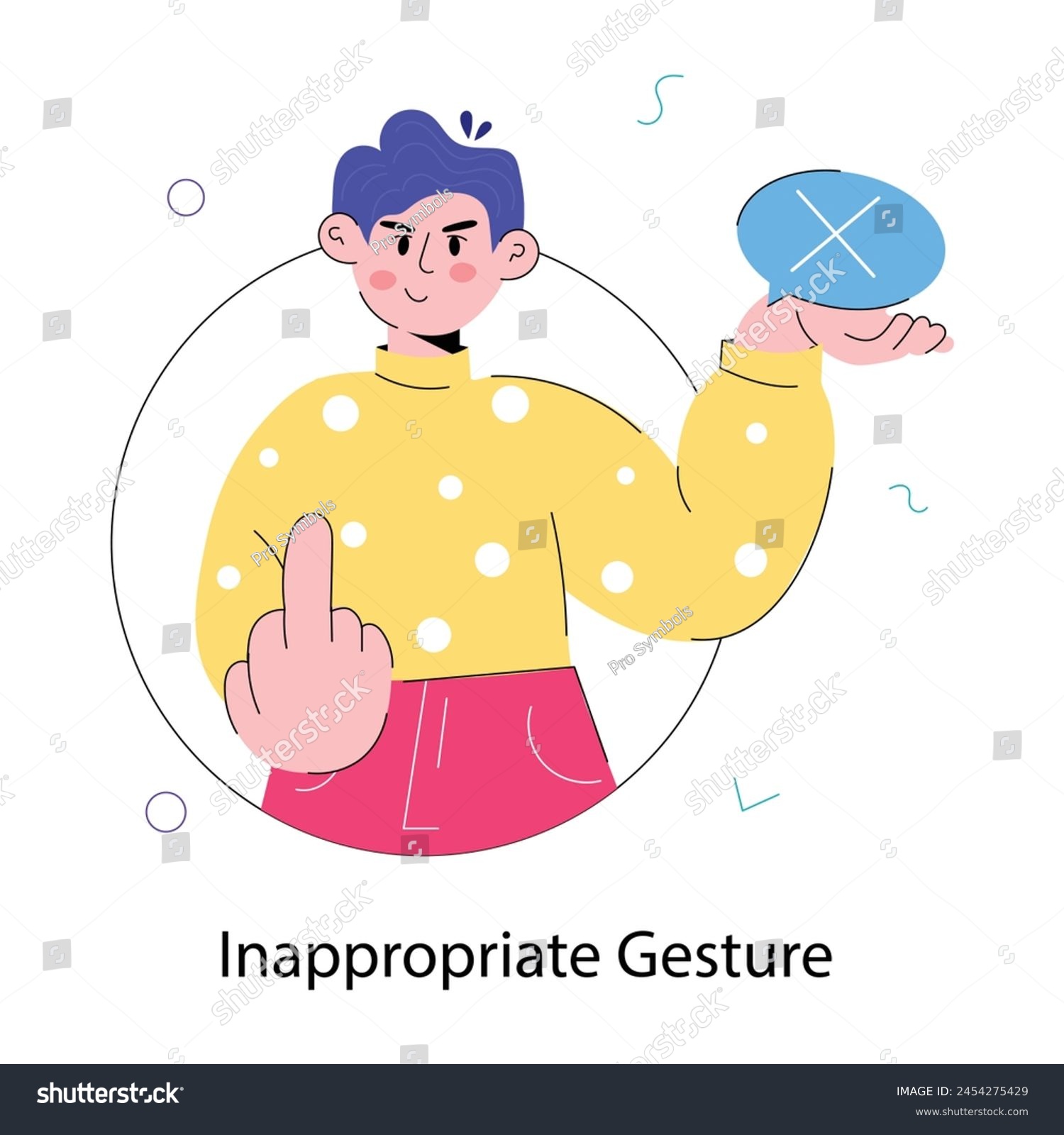 SVG of A boy showing inappropriate gesture, doodle mini illustration  svg
