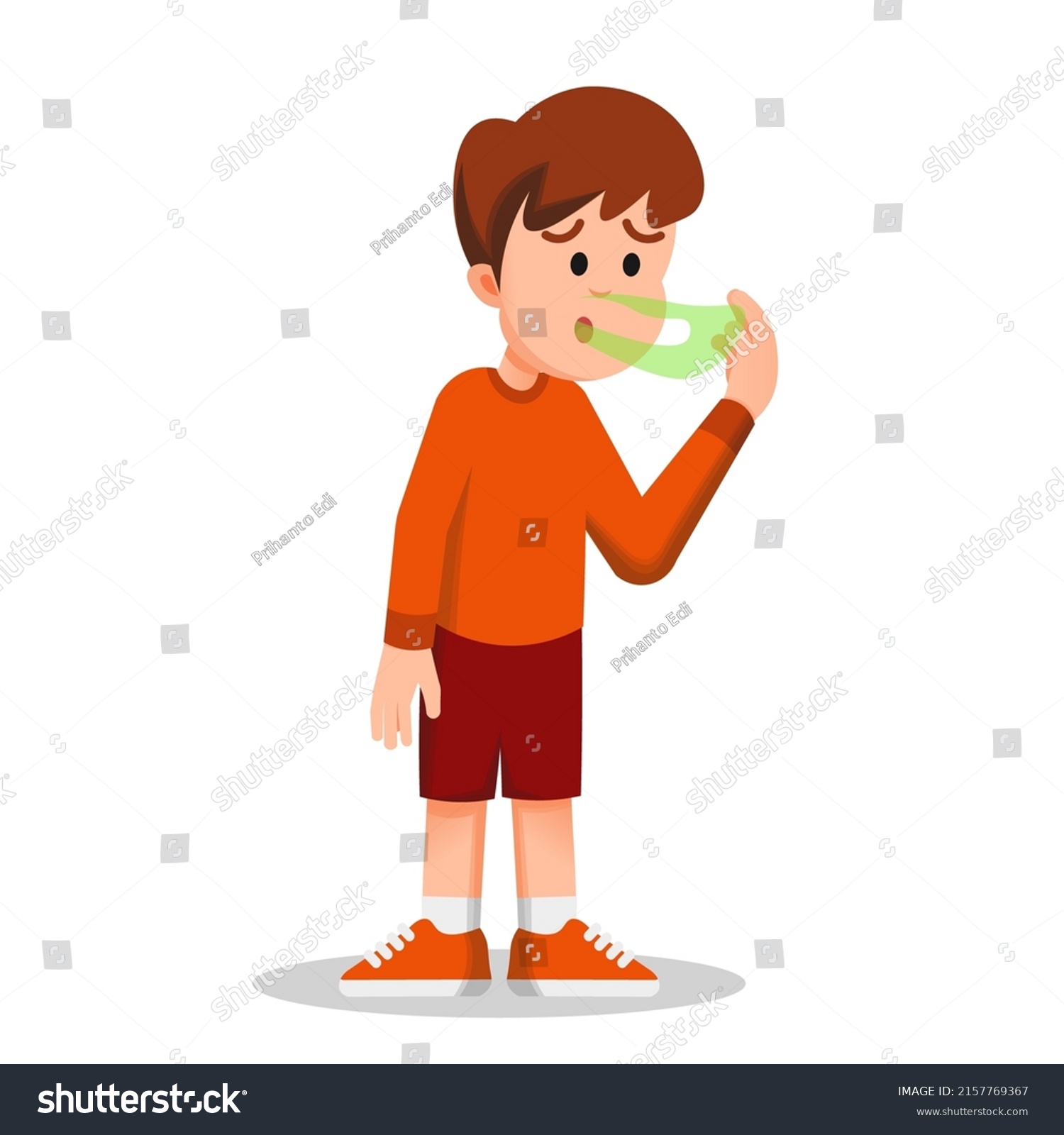 Boy Smells His Very Smelly Breath Stock Vector (Royalty Free ...