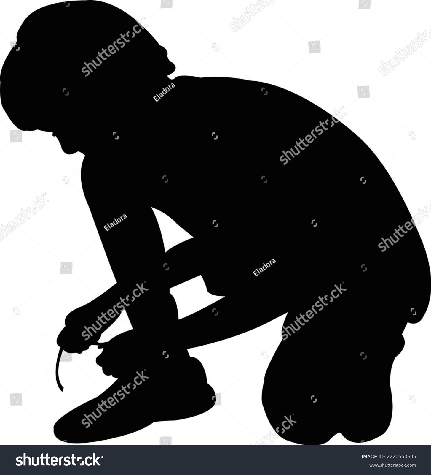 black silhouette child tying shoe clip art preview