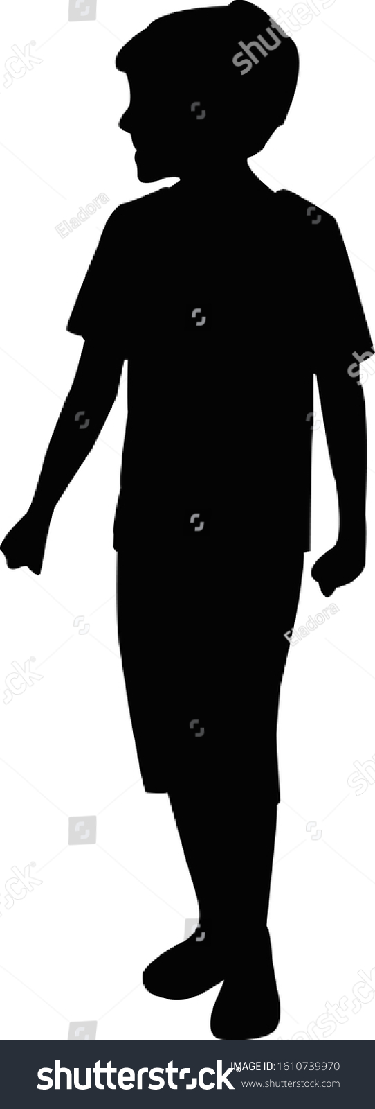 Boy Walking Body Silhouette Vector Stock Vector (royalty Free) 1610739970