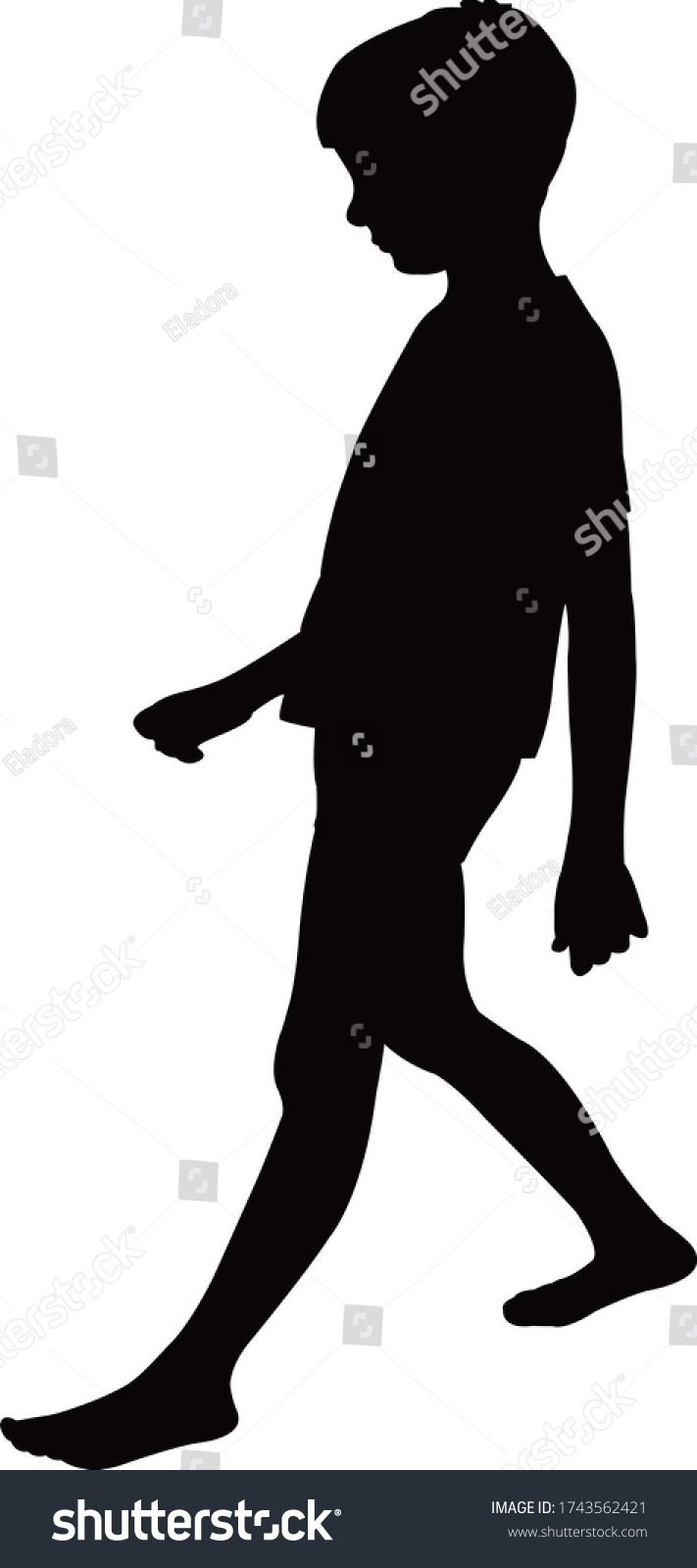 Boy Walking Body Silhouette Vector Stock Vector (Royalty Free) 1743562421