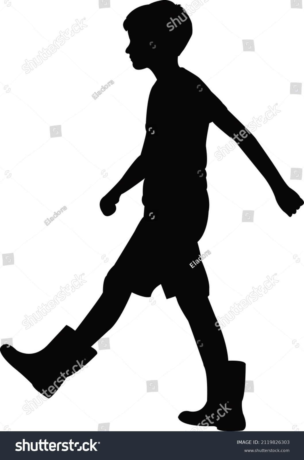 Boy Walking Body Silhouette Vector Stock Vector (Royalty Free) 2119826303