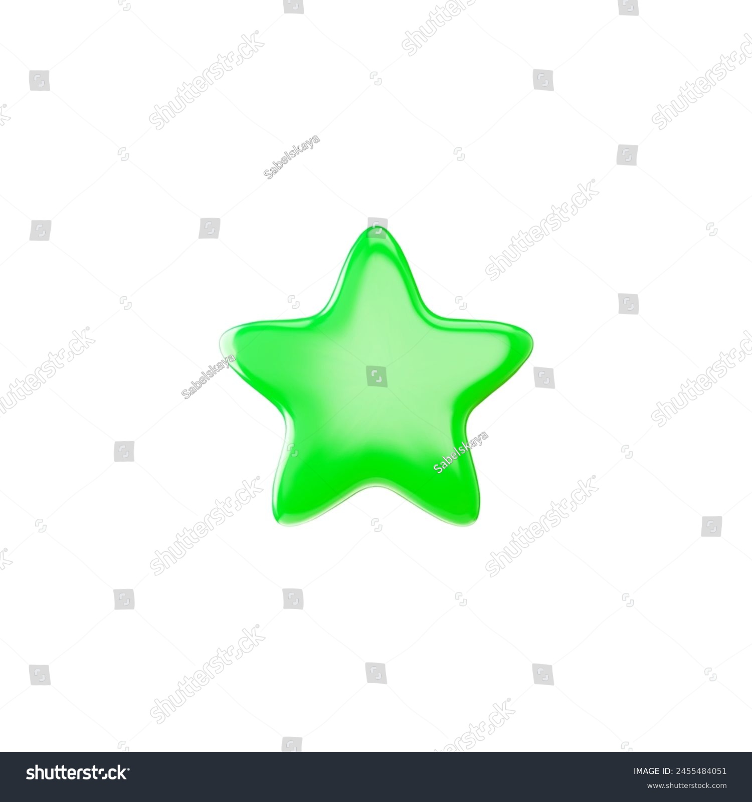 SVG of A bright green five-pointed 3D star with highlights on a white background, to create a festive, ideal as a luxury reward or success button for game interfaces svg