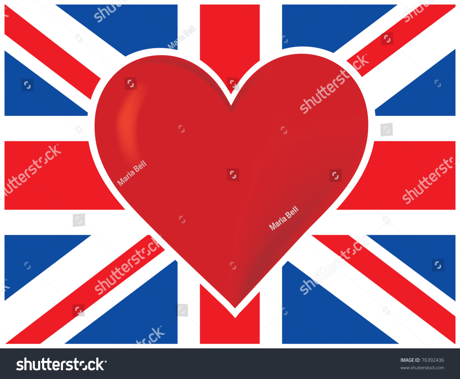 SVG of A  British flag with a big red heart in the center of it svg