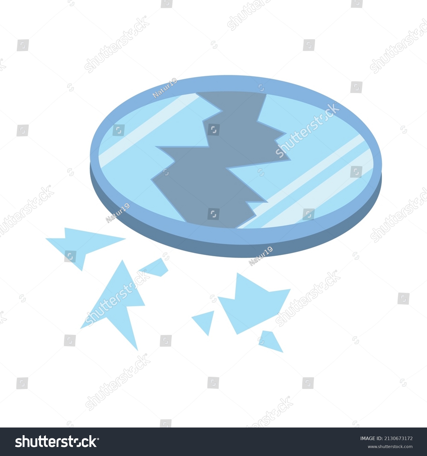 SVG of A broken mirror. Mirror fragments. The concept of superstition of unhappiness. Damaged mirror. Cartoon vector illustration on a white isolated background. svg