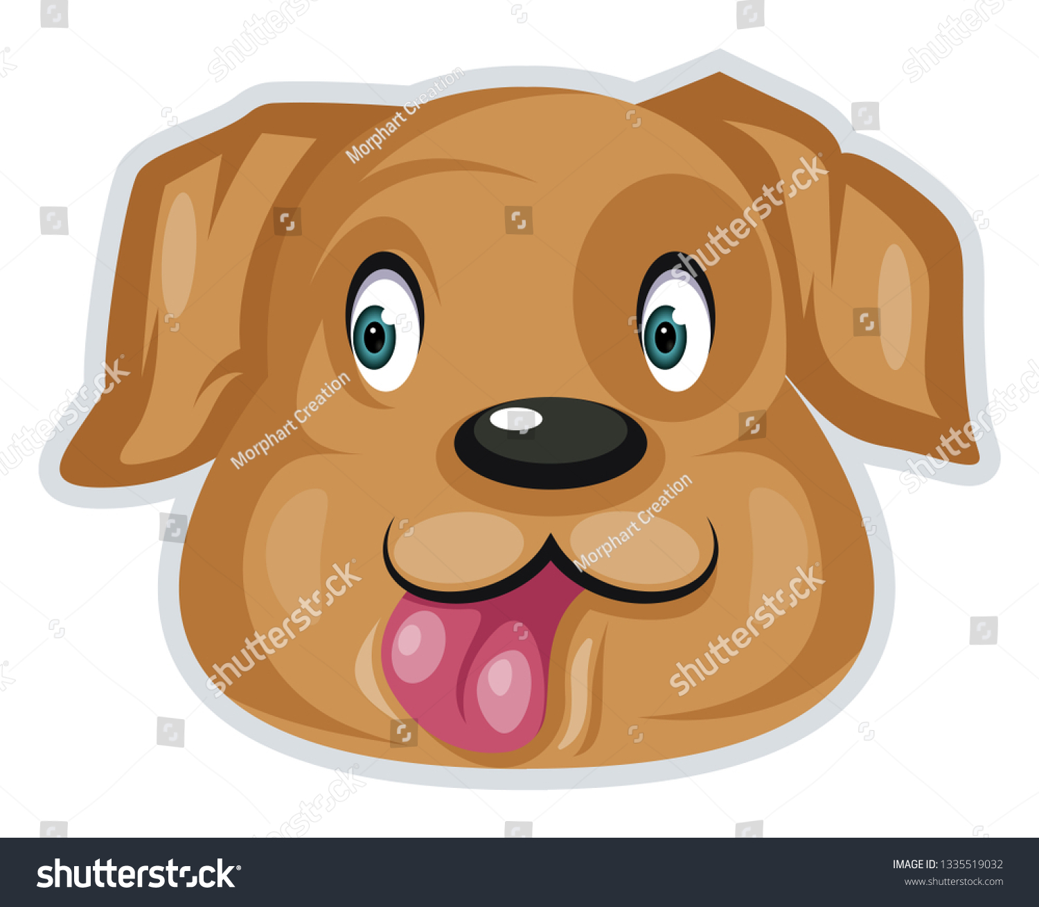 Brown Dog Showing Tongue Out Big Stock Vector (Royalty Free) 1335519032