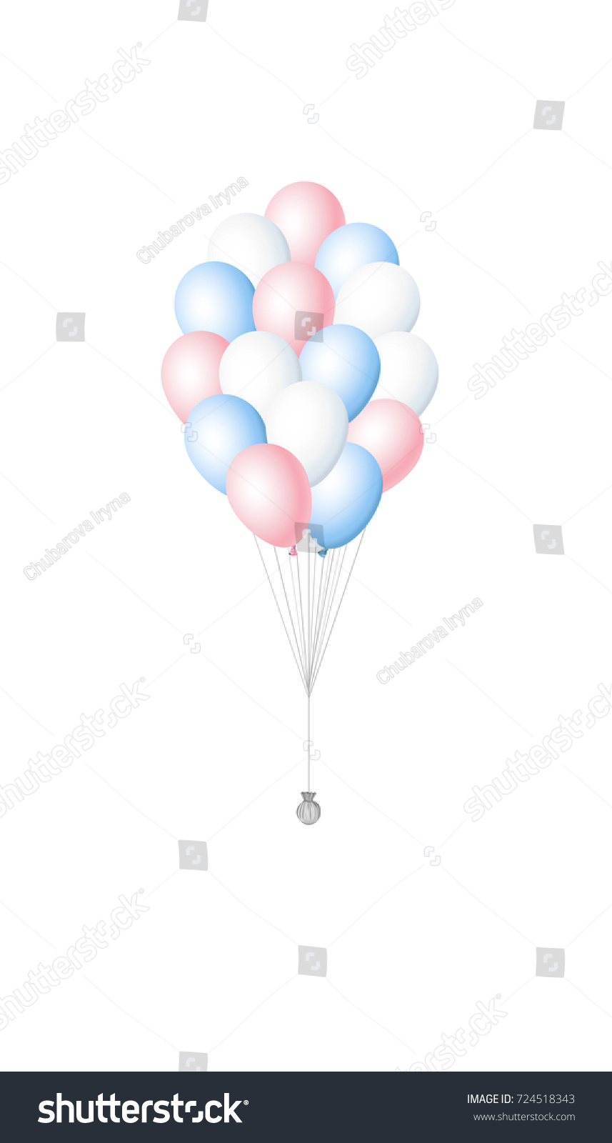 Bunch Blue Pink White Party Balloons Stock Vector Royalty Free