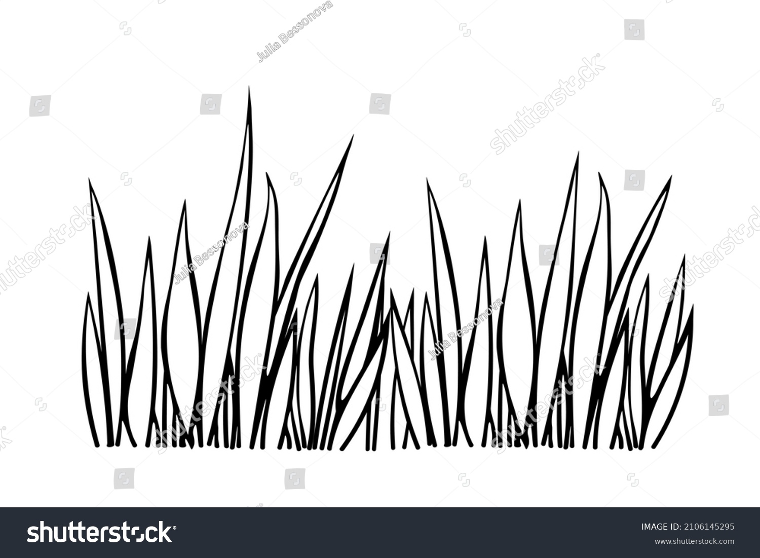 Bunch Grass Hand Drawn Simple Black Stock Vector (Royalty Free) 2106145295