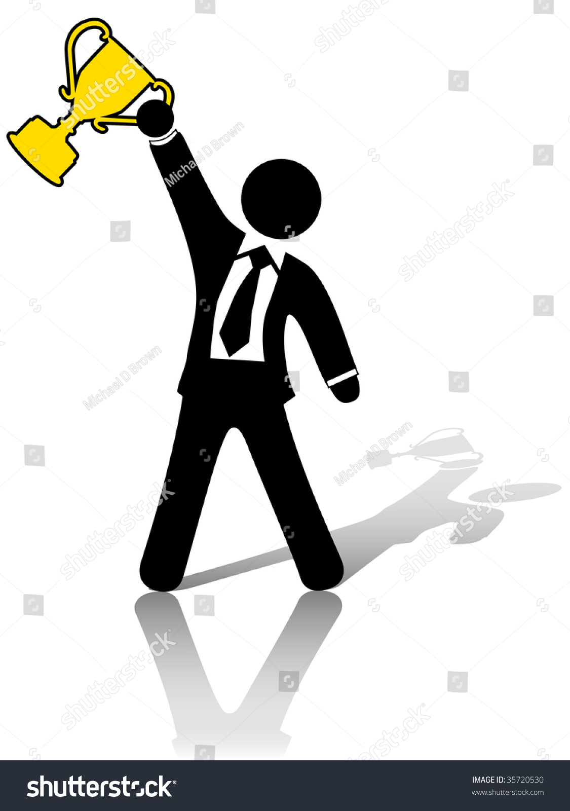 Business Man Symbol Raises Trophy Award Stock Vector 35720530 ...