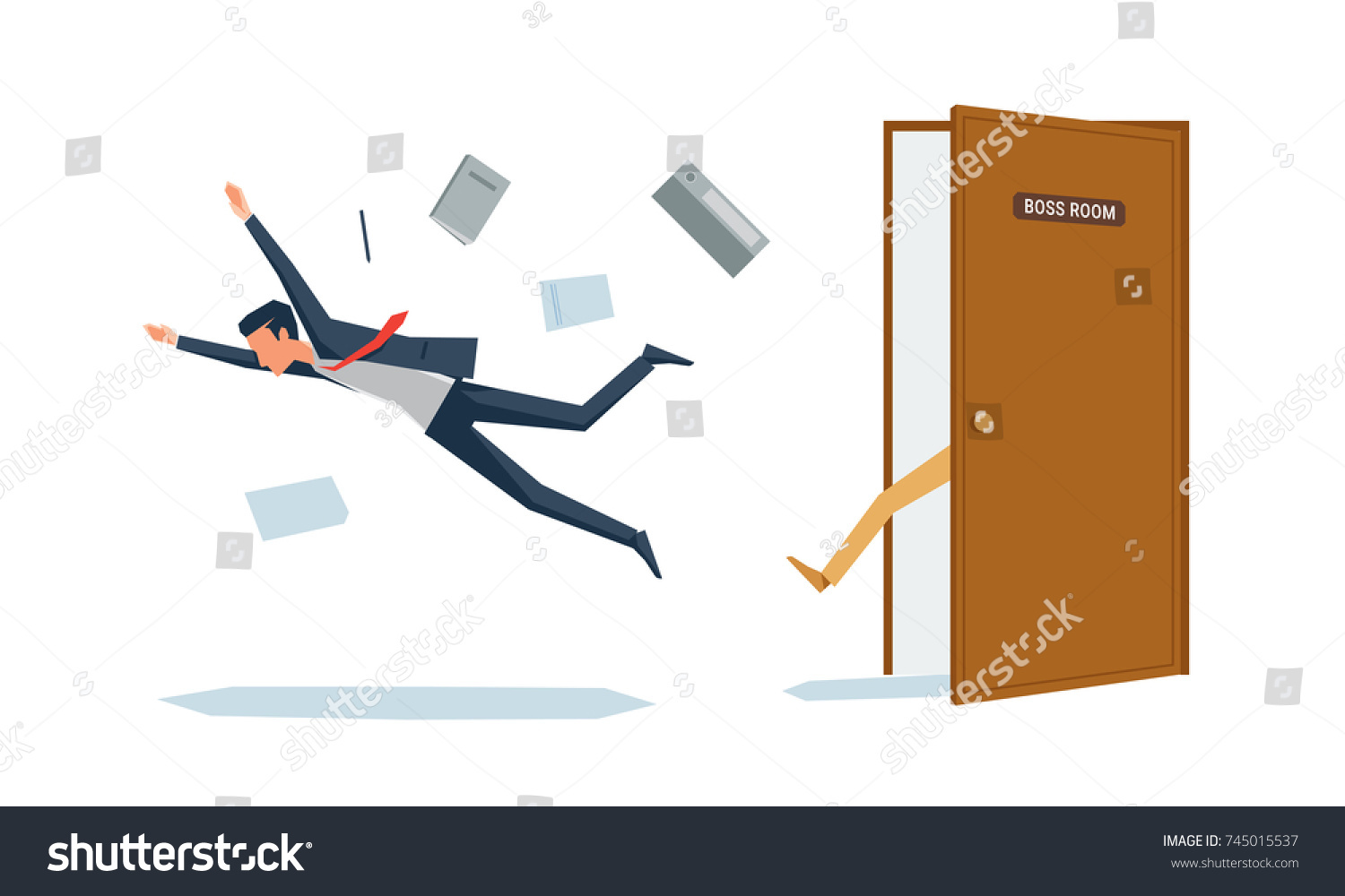 Businessman Kicked Out Boss Room Stock Vector Royalty Free